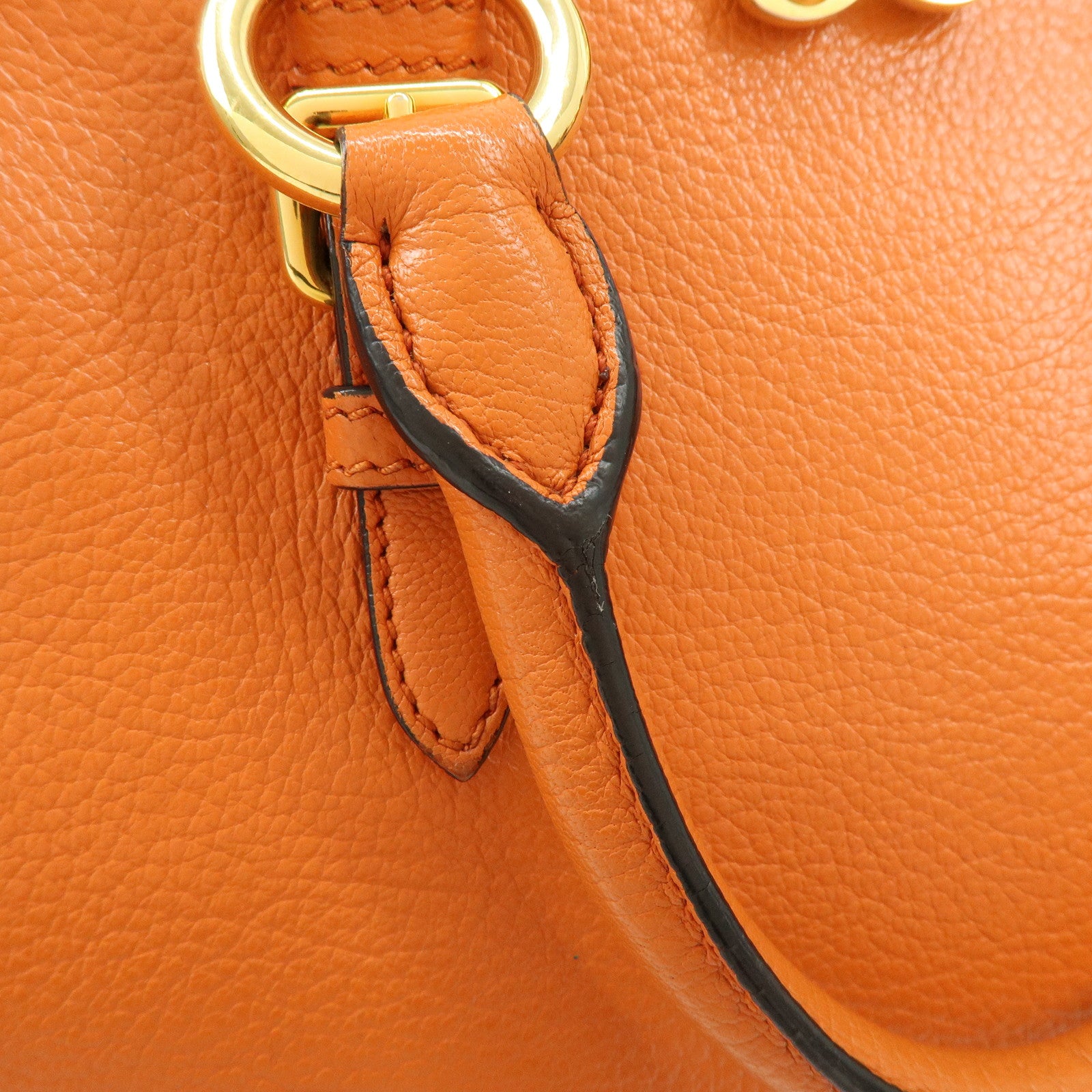 MIU MIU Madras Leather 2Way Bag Hand Bag Shoulder Bag Orange