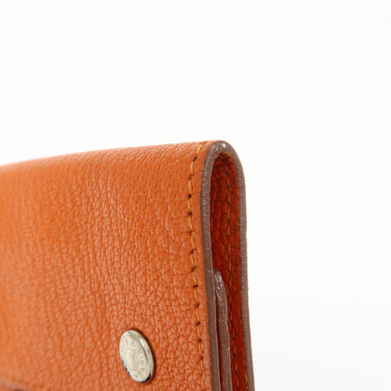 HERMES Sellier Togo Leather 4 Key Case Key Holder □F Stamped Orange
