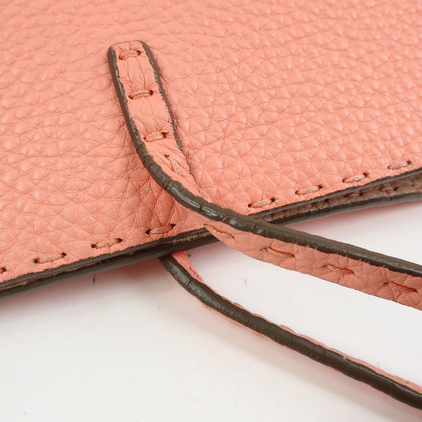 FENDI Selleria Carla Leather Tote Bag Shoulder Bag Pink 8BH257