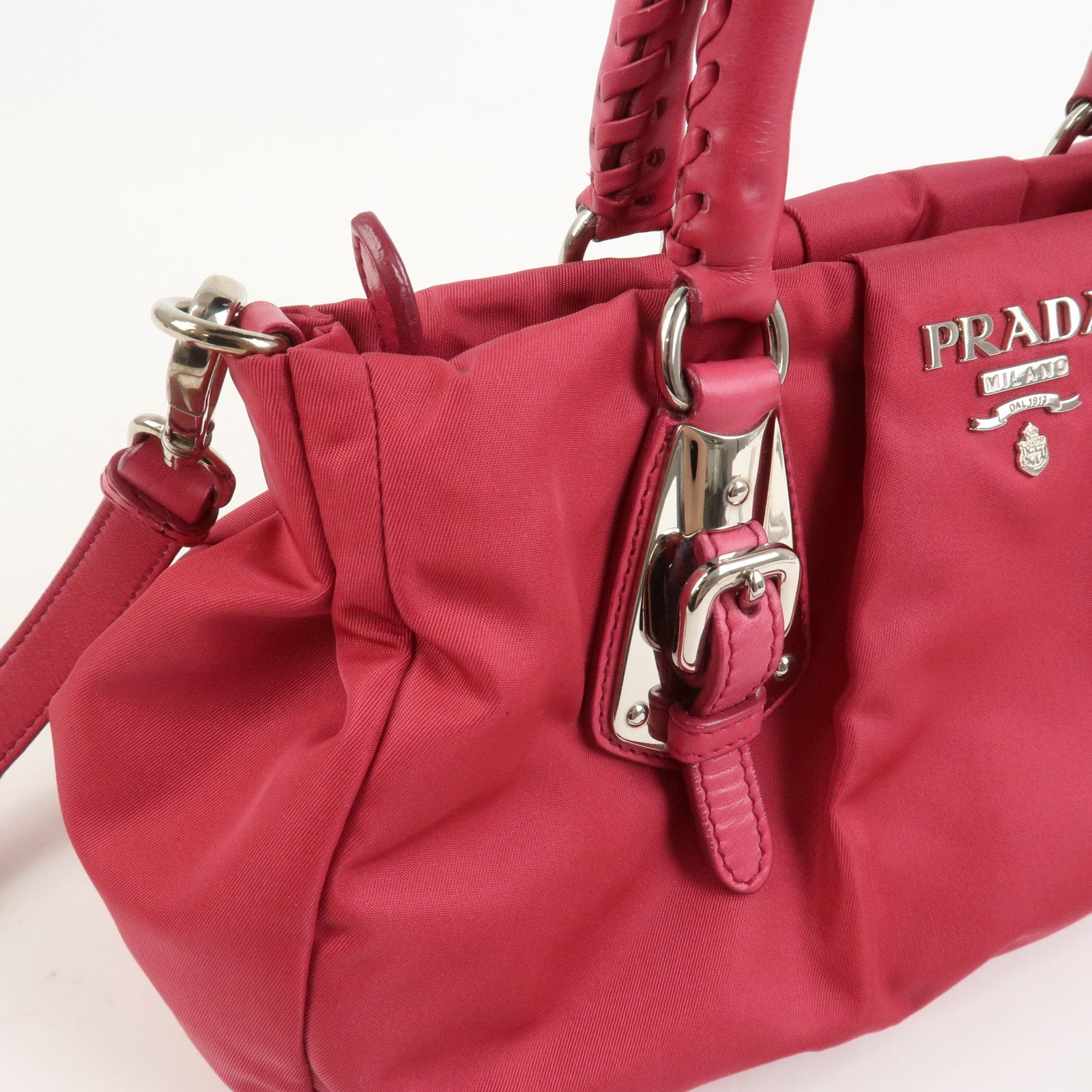 PRADA Logo Nylon Leather 2Way Bag Hand Bag Shoulder Bag Pink