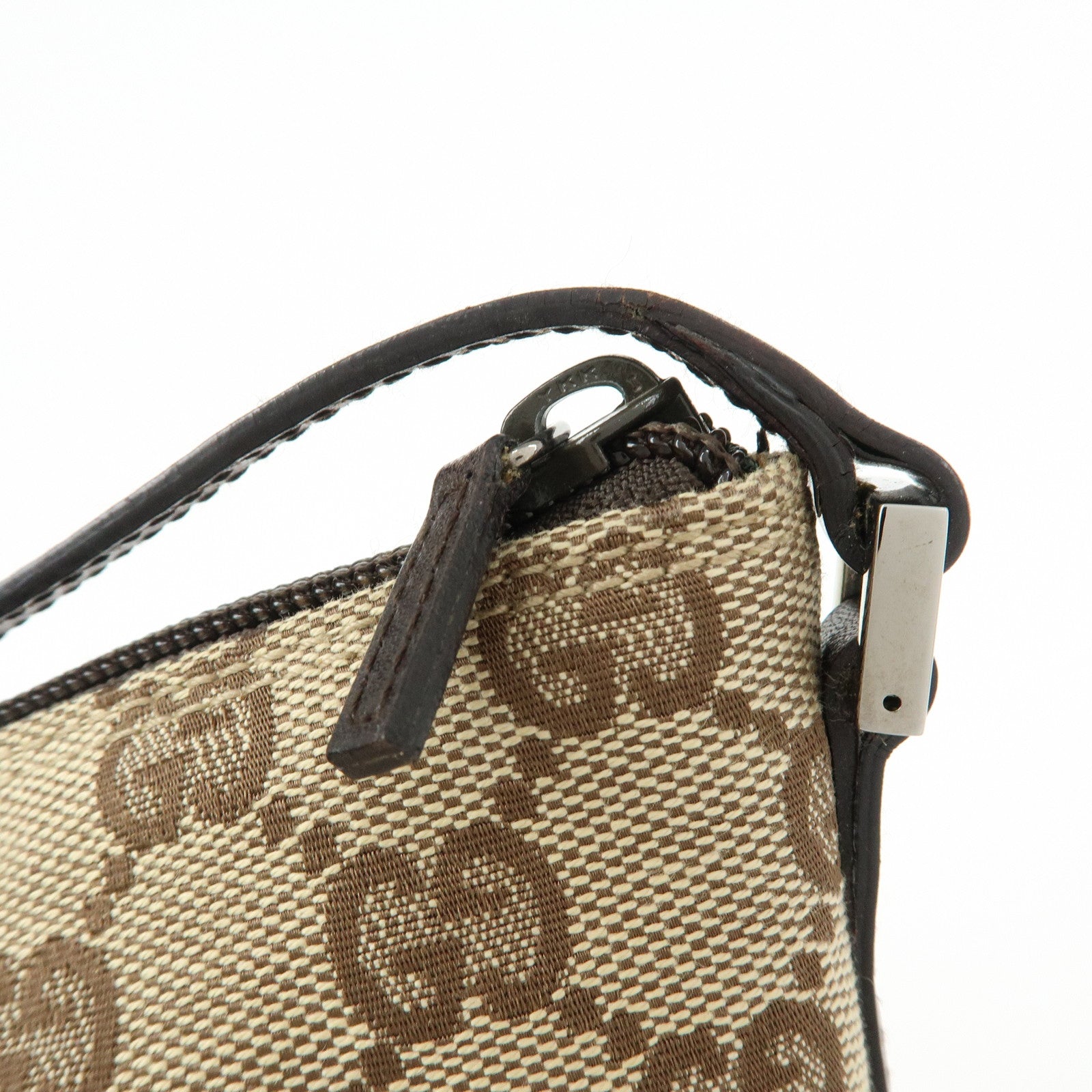 GUCCI Boat Bag GG Canvas Leather Hand Bag Beige Brown 07198