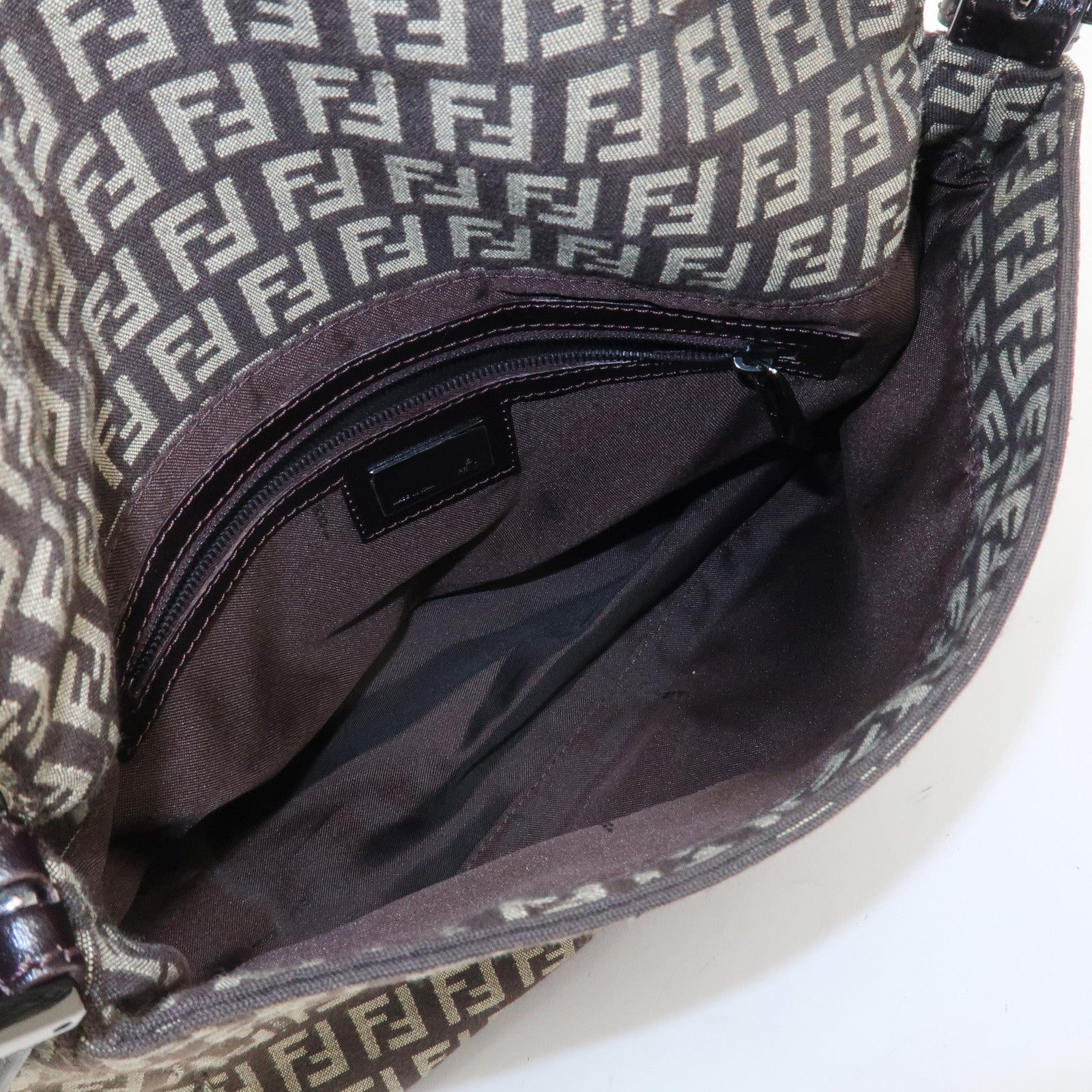 FENDI Mamma Baguette Zucchino Shoulder Bag Brown Beige 8BR001