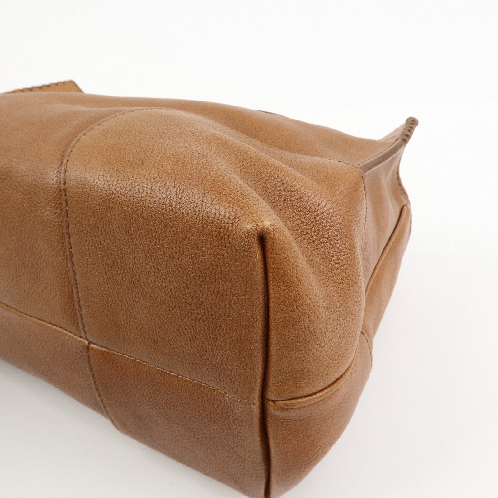 CELINE Logo Leather Boogie Bag Hand Bag Tote Bag Brown