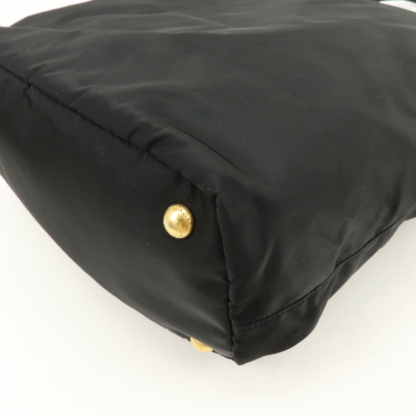 PRADA Triangle Logo Nylon Saffiano Leather 2Way Bag Hand Bag Black