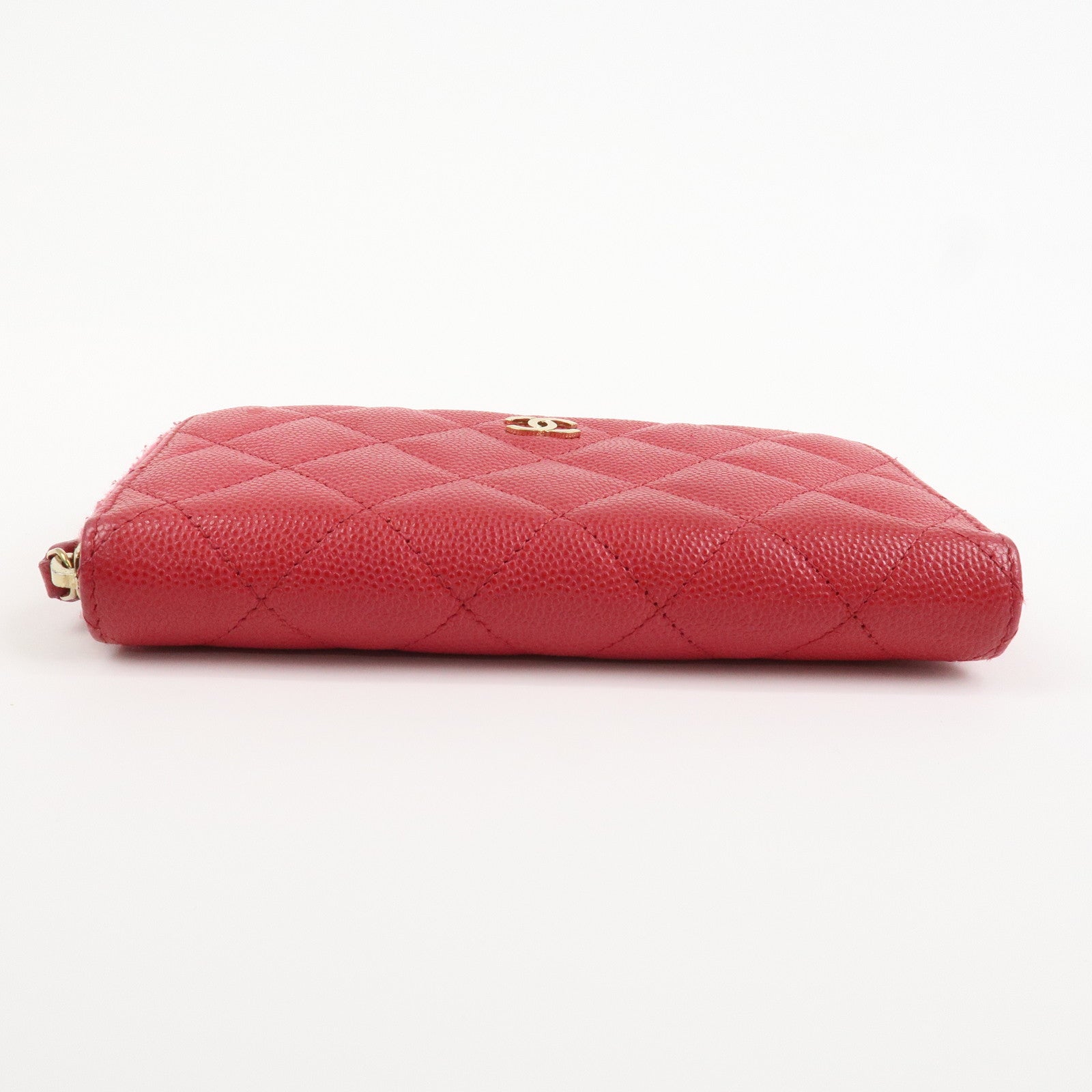 CHANEL COCO Mark Caviarskin Round Zippy Long Wallet Pink