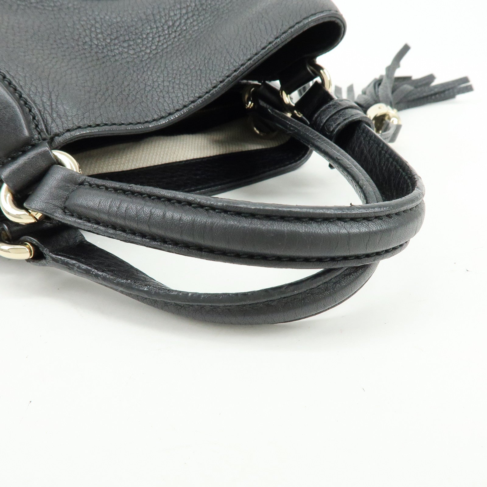 GUCCI SOHO Interlocking G Calf 2Way Hand Shoulder Bag Black 336751