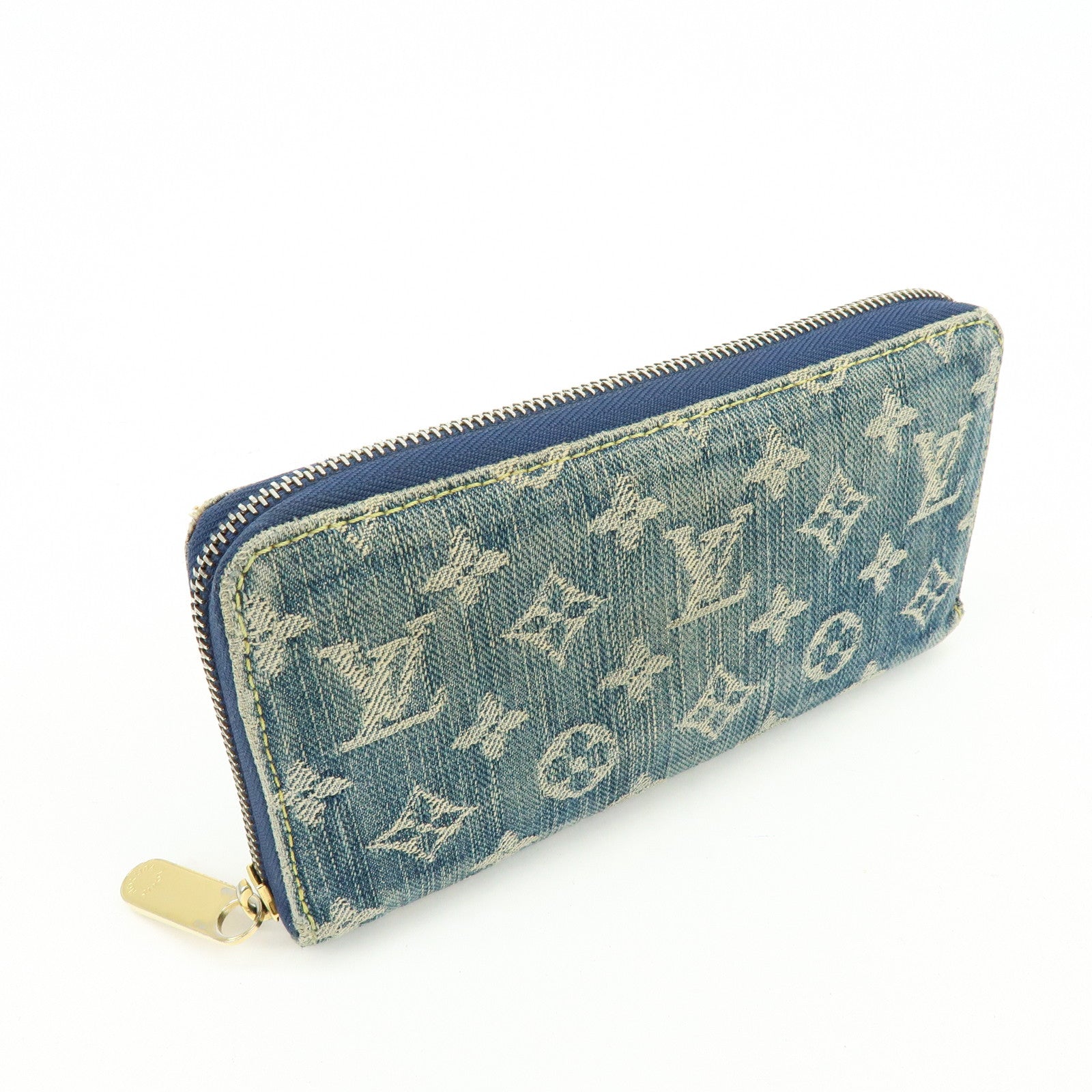 Louis Vuitton Monogram Denim Zippy Wallet Long Wallet Blue M95341