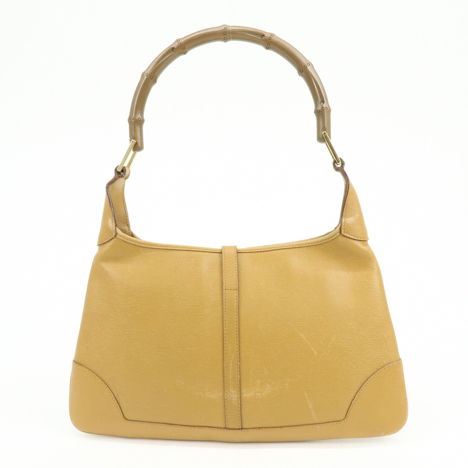 GUCCI Bamboo Jackie Leather Shoulder Hand Bag Brown 001.4060.002058