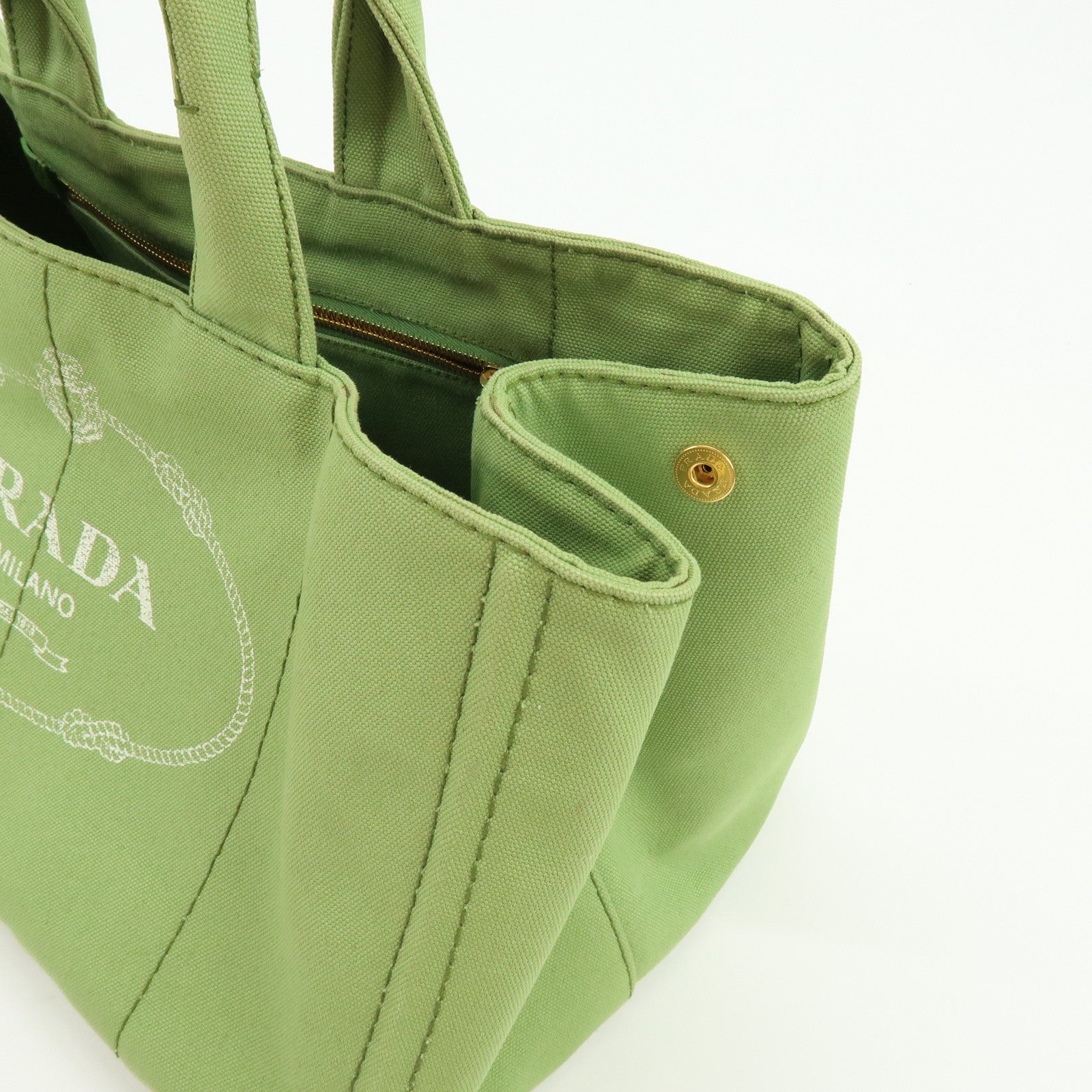 PRADA Canapa Large Triangle Logo Canvas Tote Bag Hand Bag B1872B