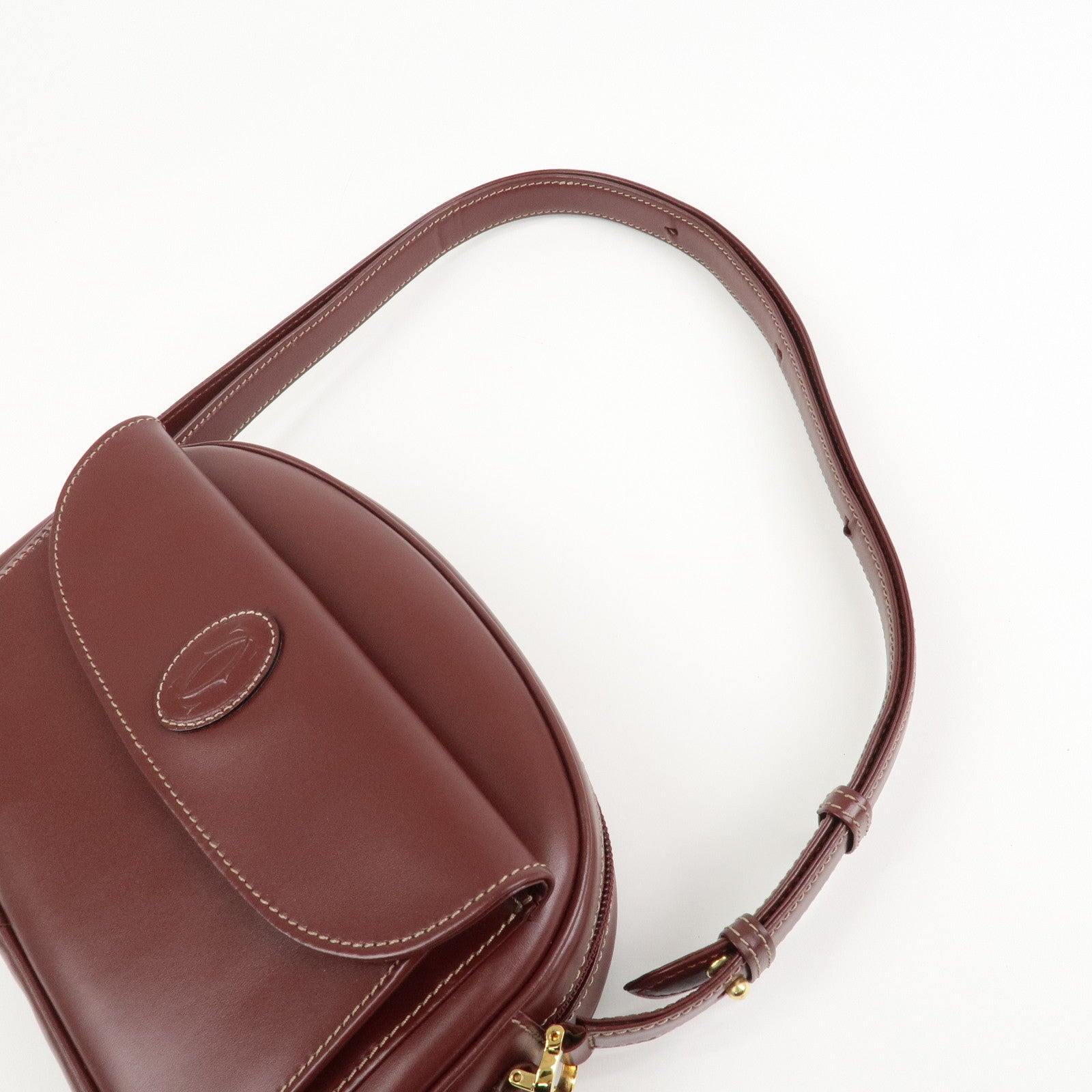 Cartier Must Line Calf Leather Shoulder Bag Burgundy