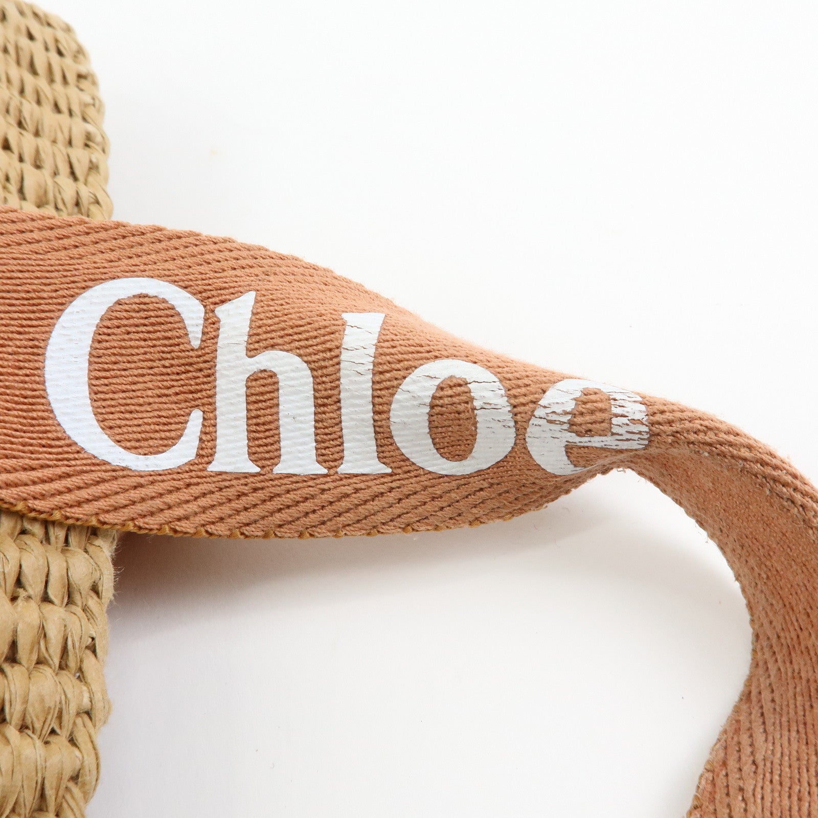 Chloe Mifuko Raffia Canvas Hand Bag Tote Bag Natural Beige