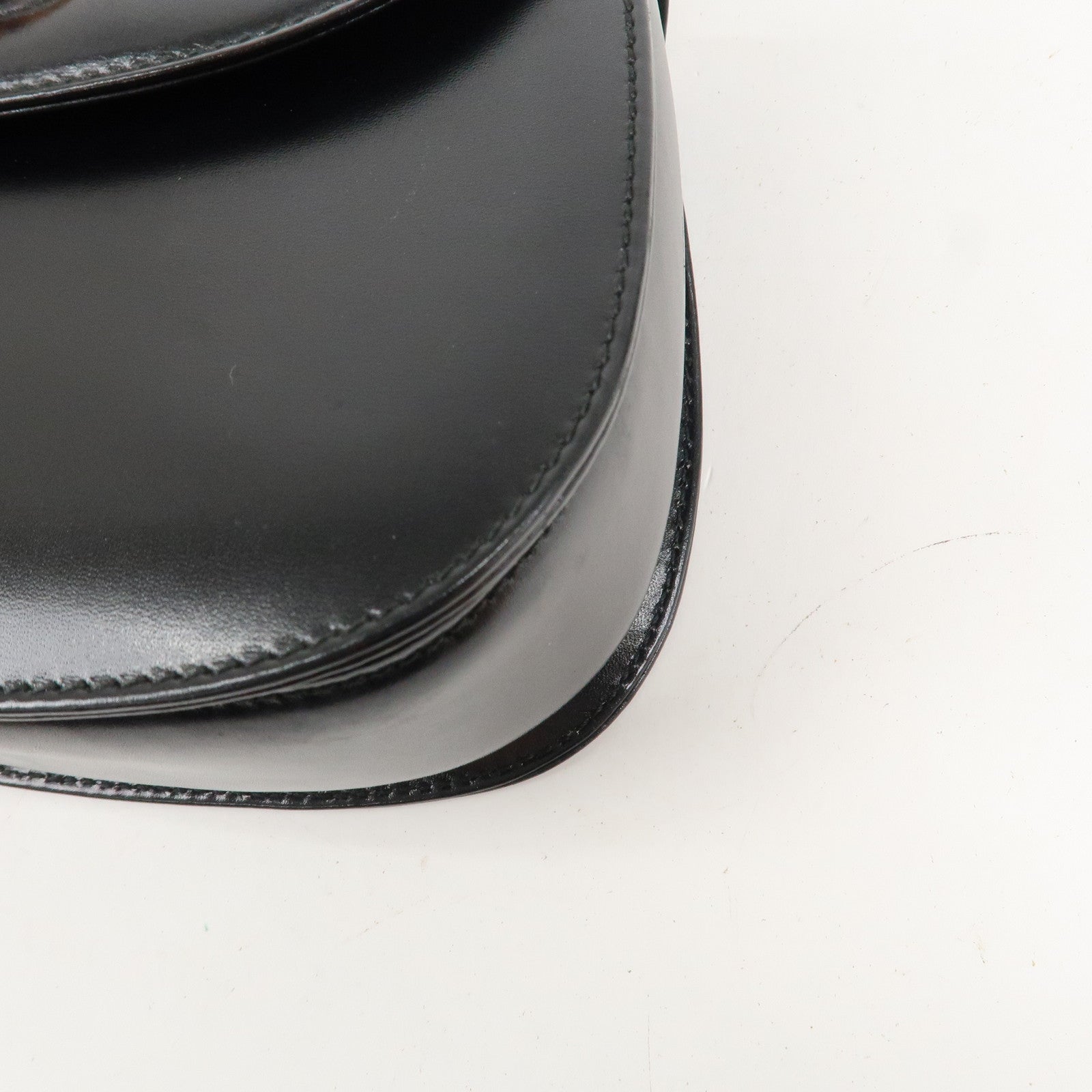 GUCCI Bamboo Logo Leather 2WAY Bag Hand Bag Black 000 2046