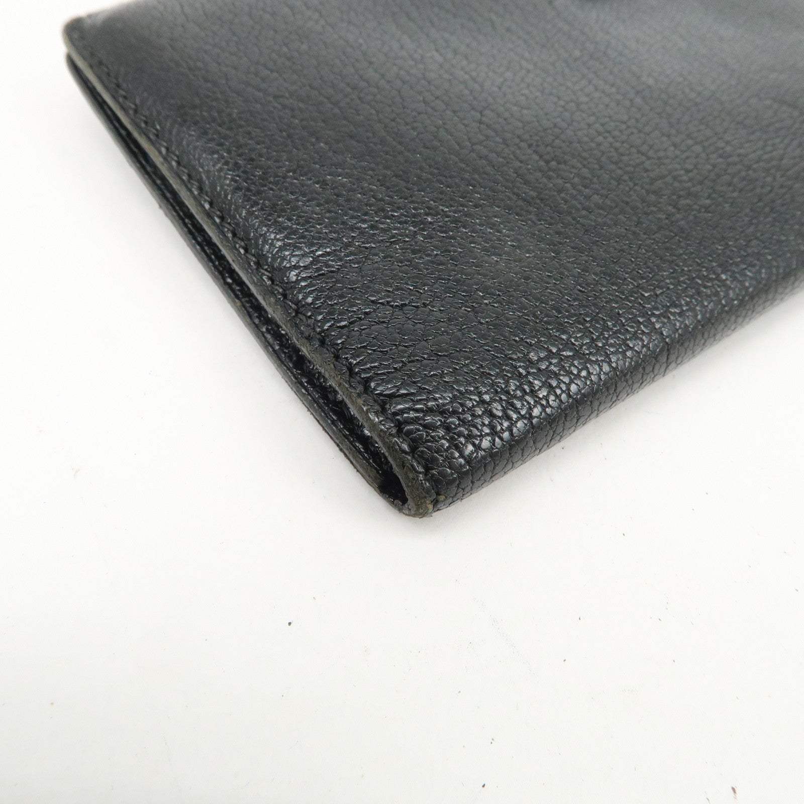 HERMES Bearn Veau Epsom Leather Bi-fold Long Wallet Black