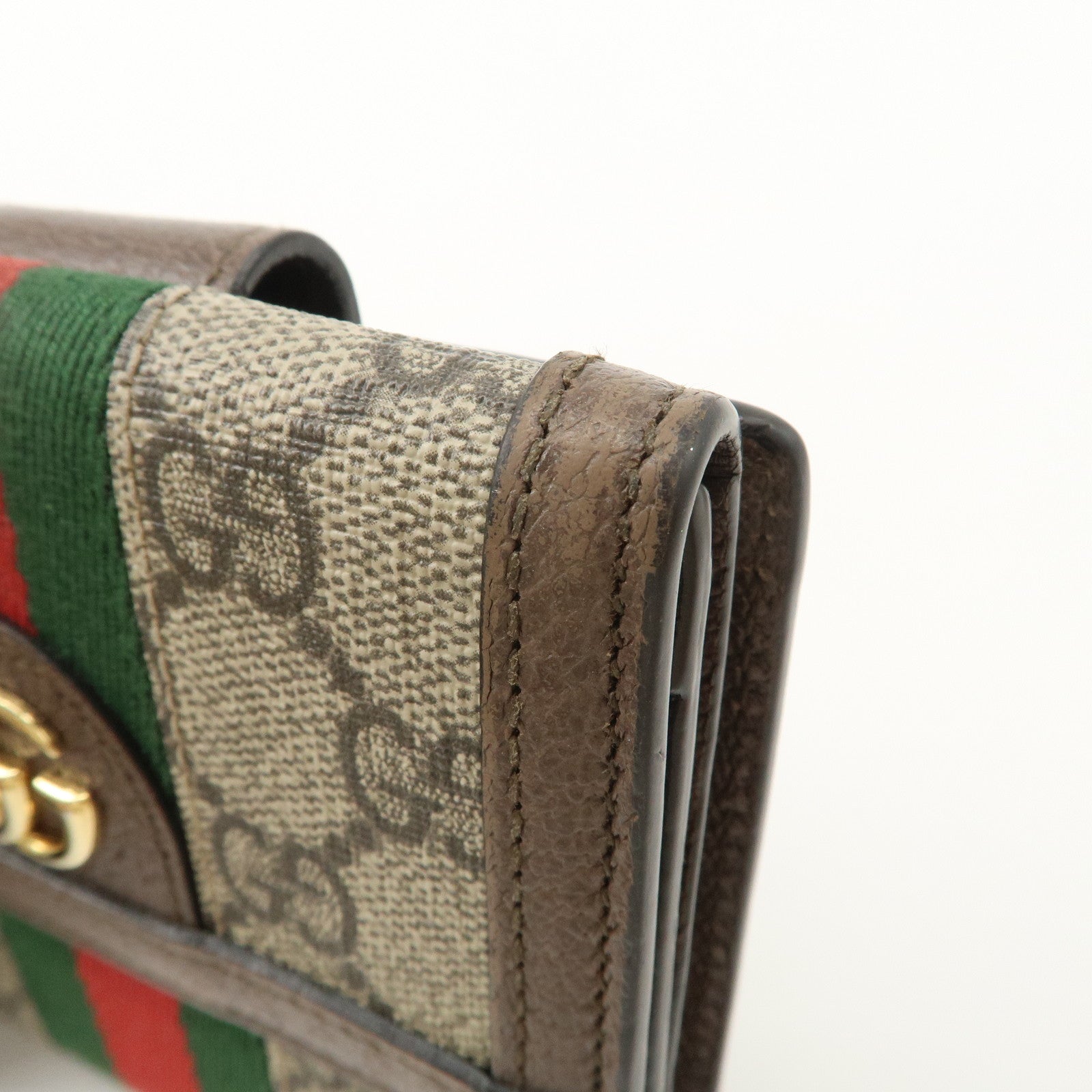 GUCCI Ophidia Sherry GG Supreme Wallet Beige Brown 523173 Used