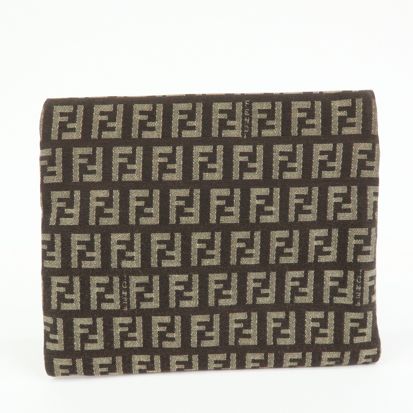 FENDI Zucchino Canvas Mini Flat Pouch Brown 7N0012