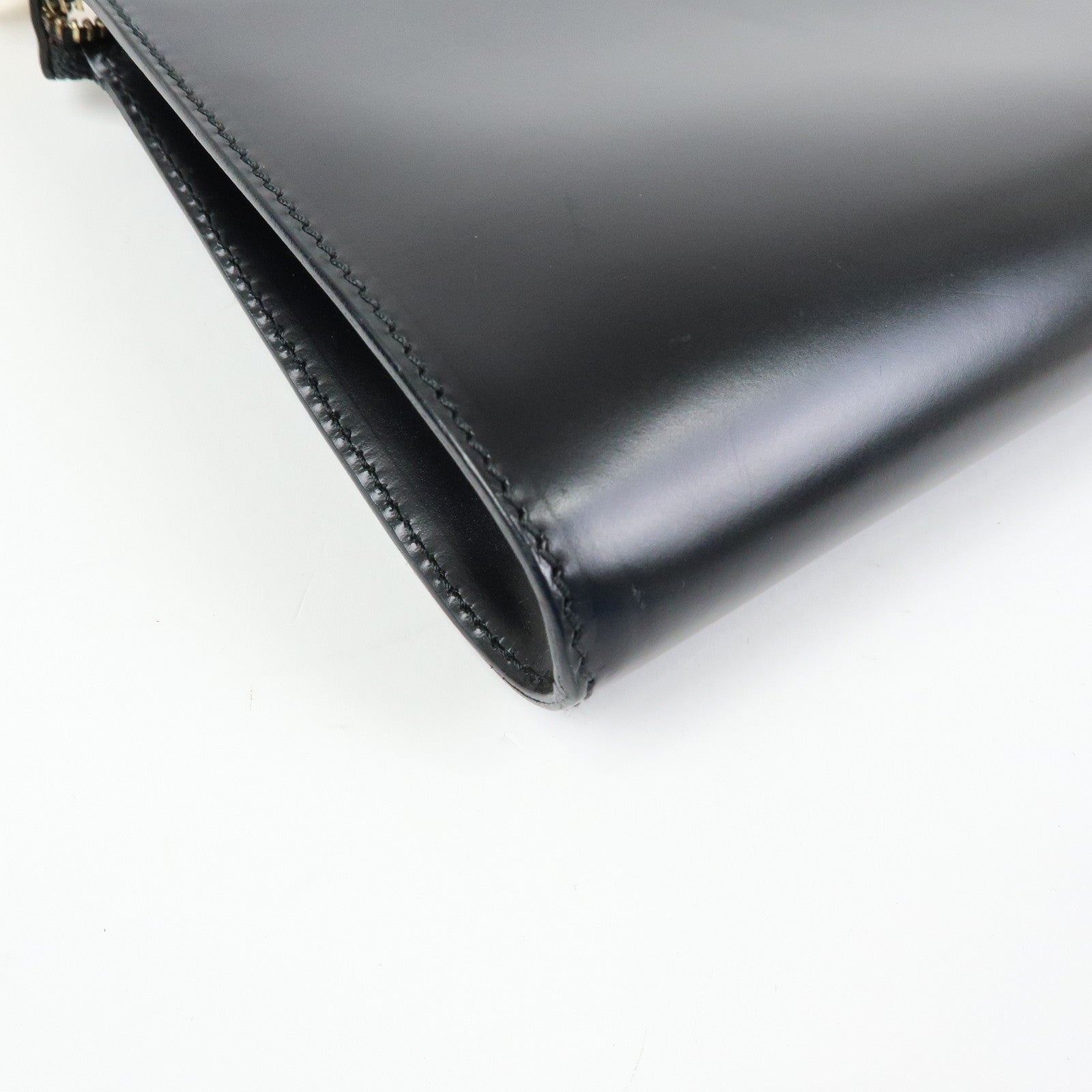Ferragamo Ganchini Leather Shoulder Bag Hand Bag Black