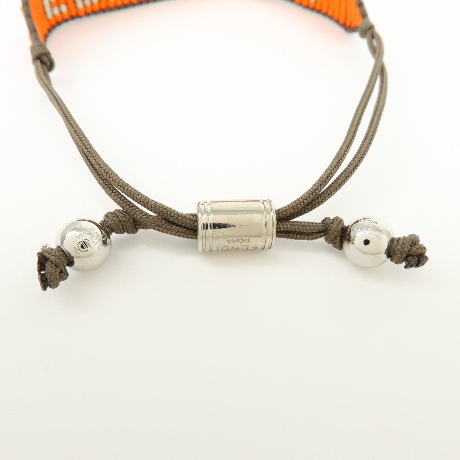 FENDI Beads Nylon Code Bracelet Orange Khaki MV0223