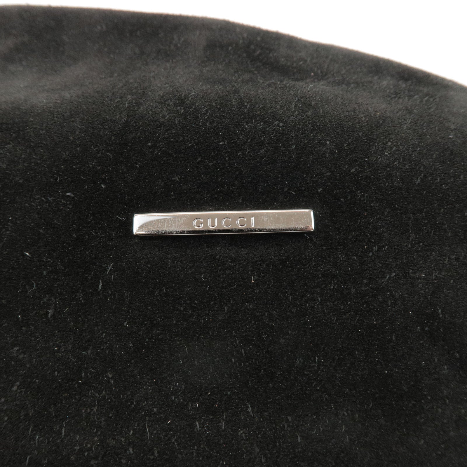 GUCCI Suede Leather Hand Bag Shoulder Bag Black 0014335