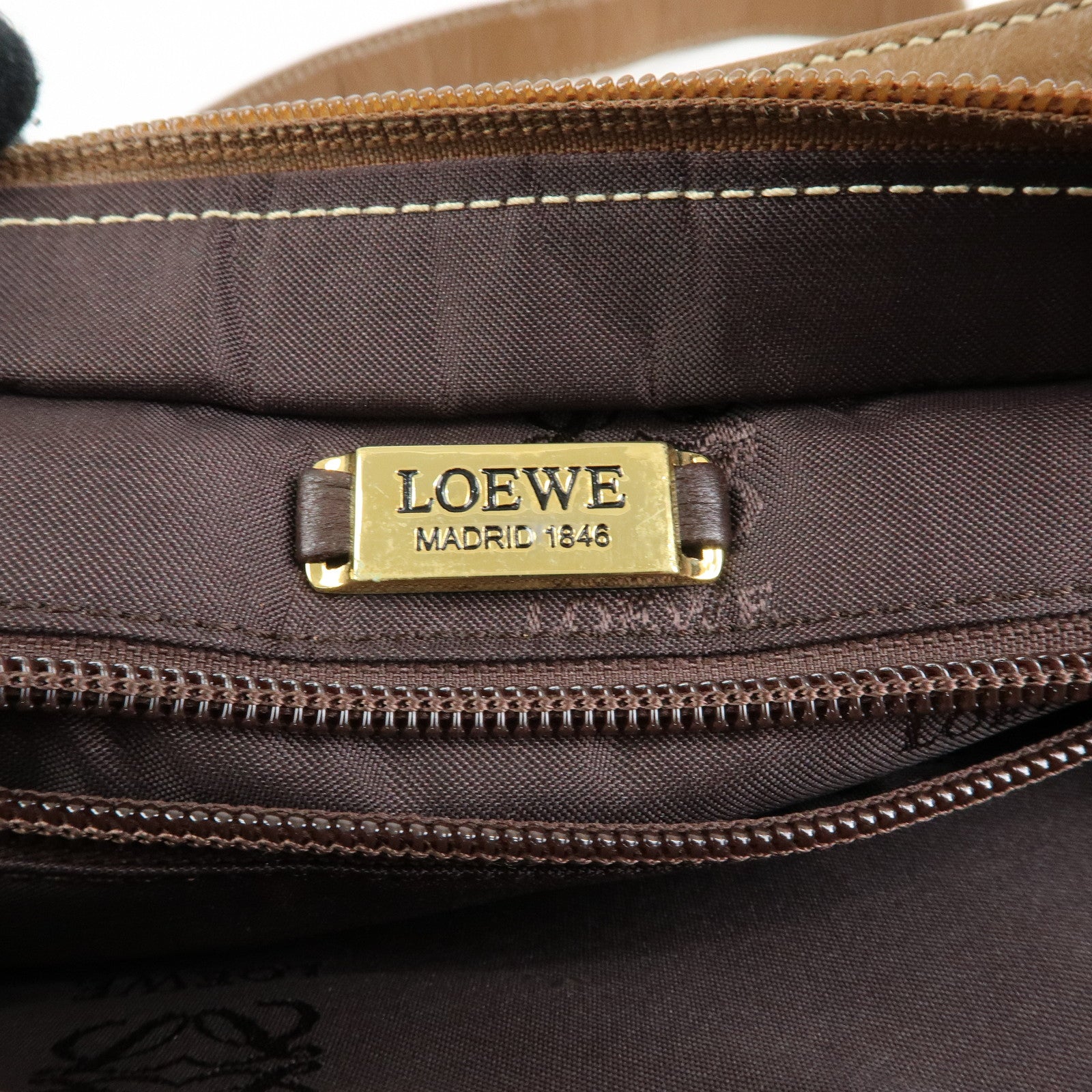 LOEWE Anagram Nappa Leather Shoulder Bag Hand Bag Brown
