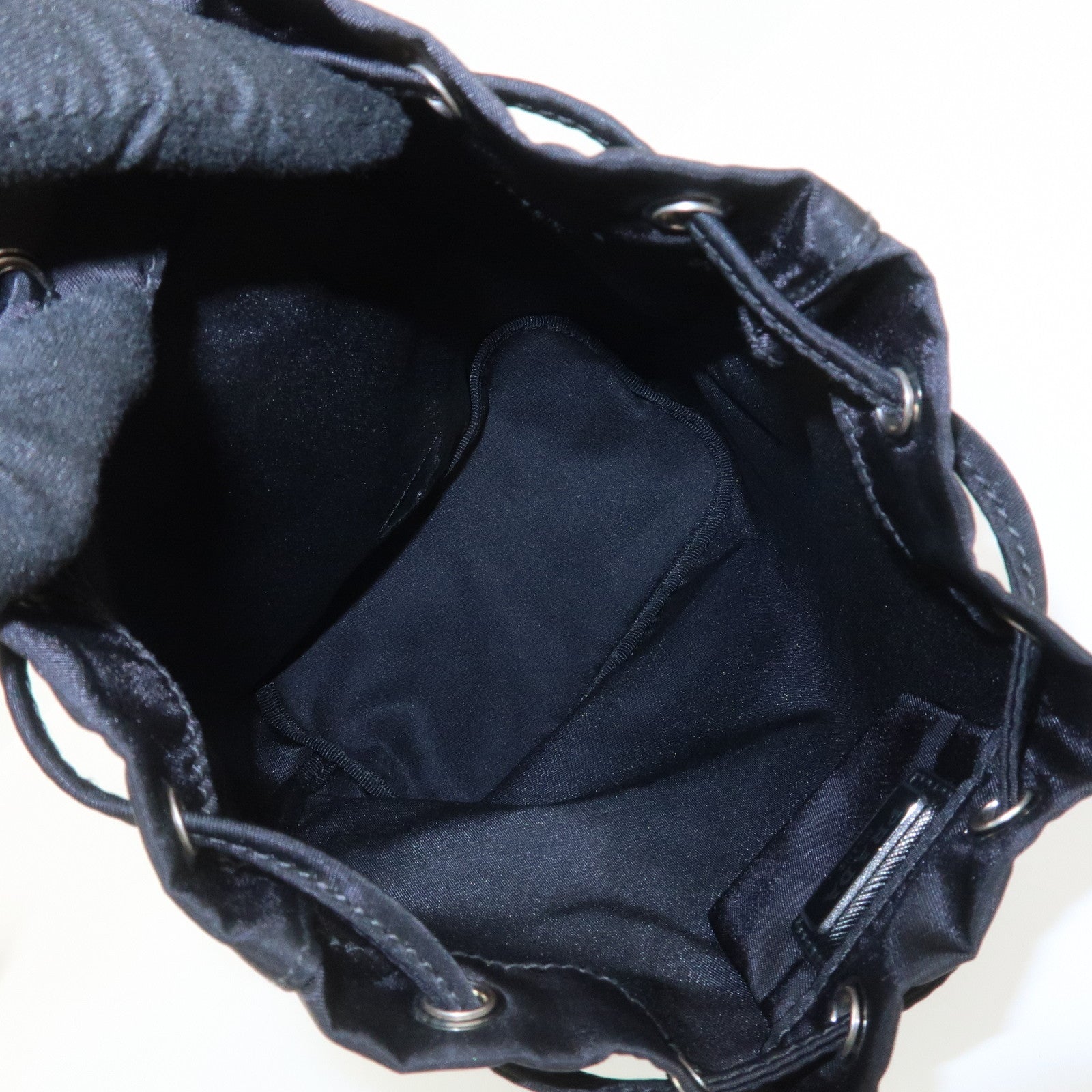 PRADA Nylon Saffiano Leather Cosmetic Makeup Pouch Black 1NA369