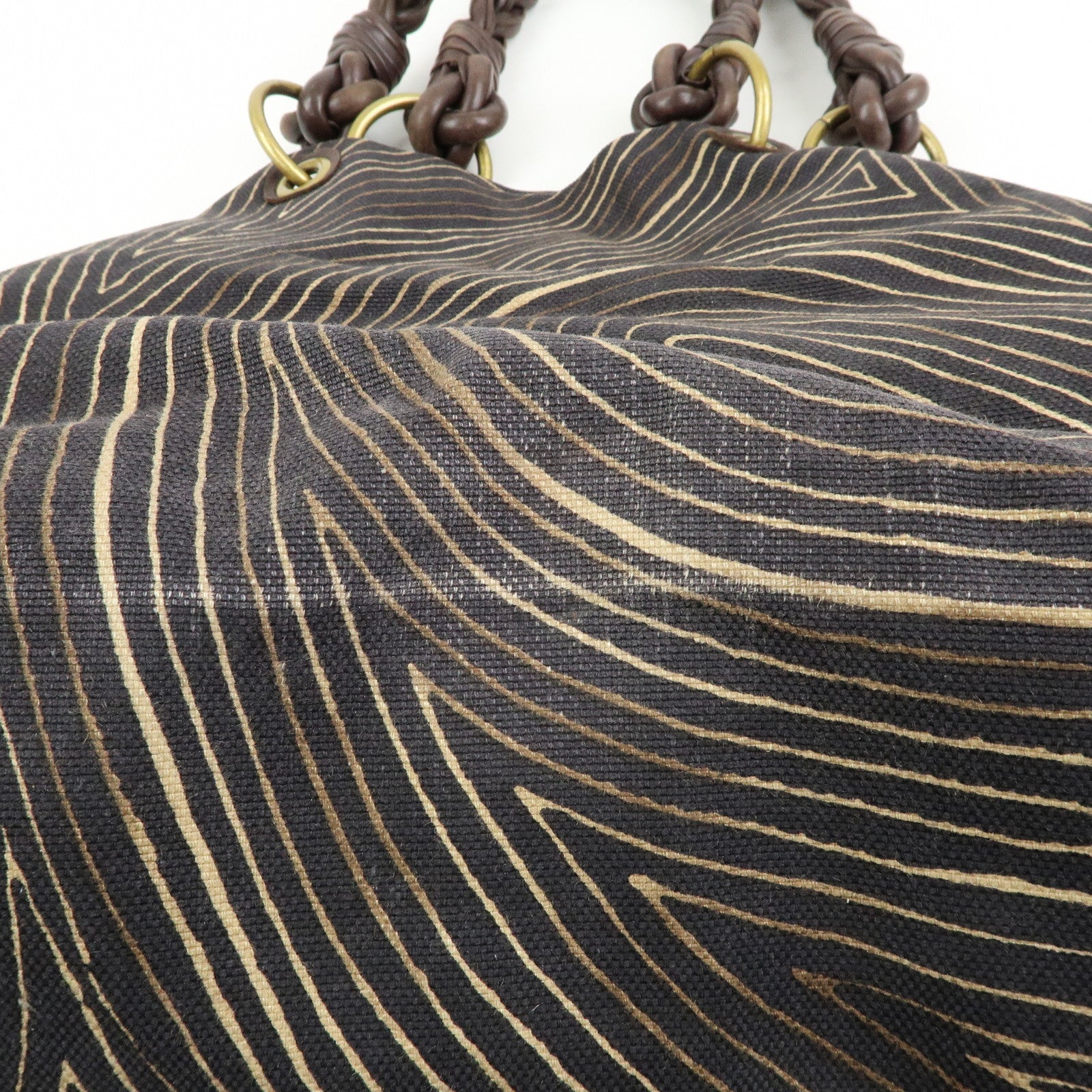 BOTTEGA VENETA Canvas Leather Tote Bag Hand Bag Brown