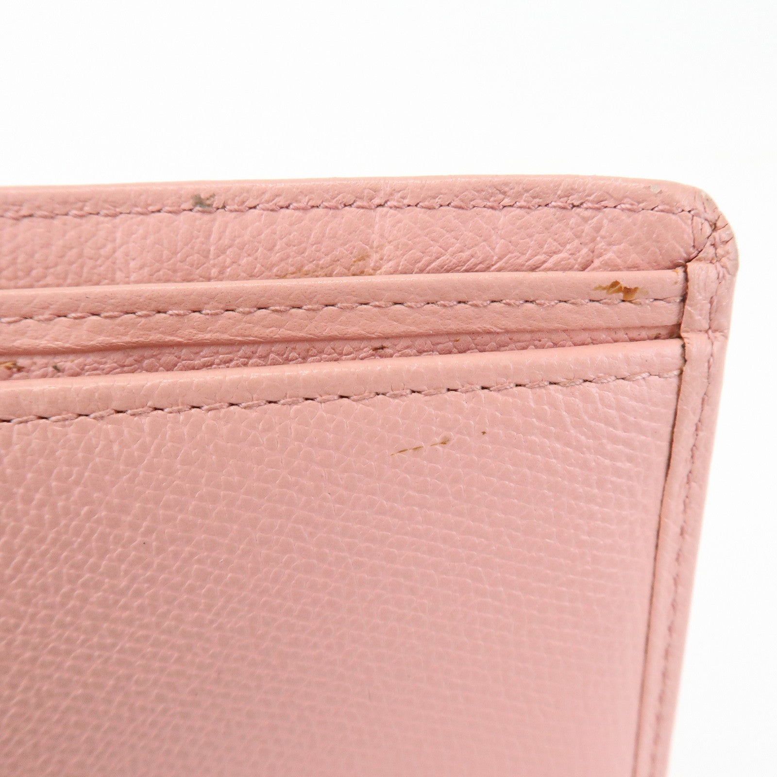 CHANEL COCO Mark Leather Bi-fold Long Wallet Pink
