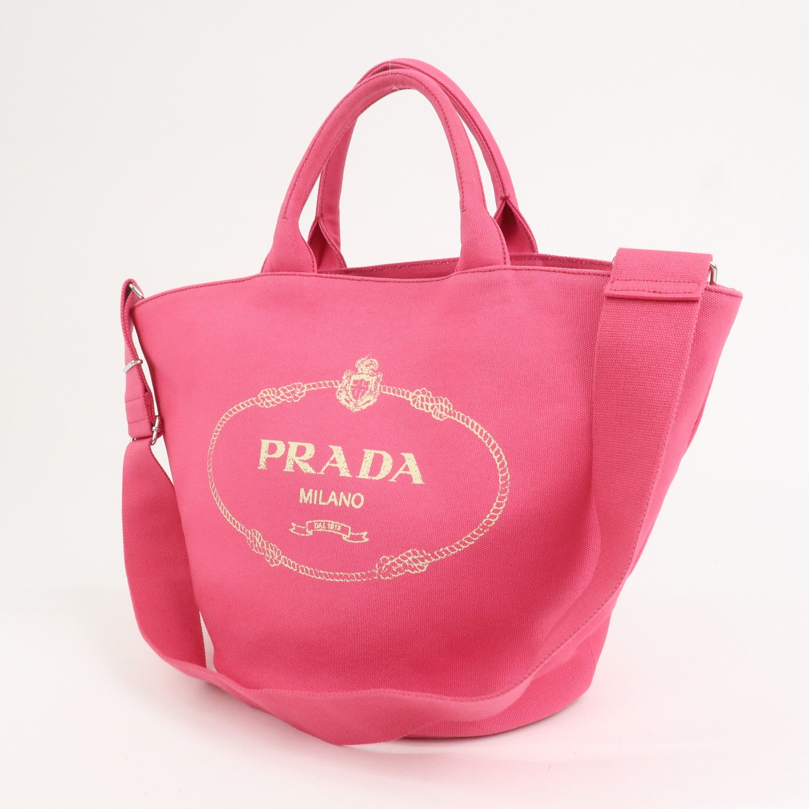 PRADA Canapa Canvas 2Way Bag Tote Bag Shoulder Bag Pink 1BG163