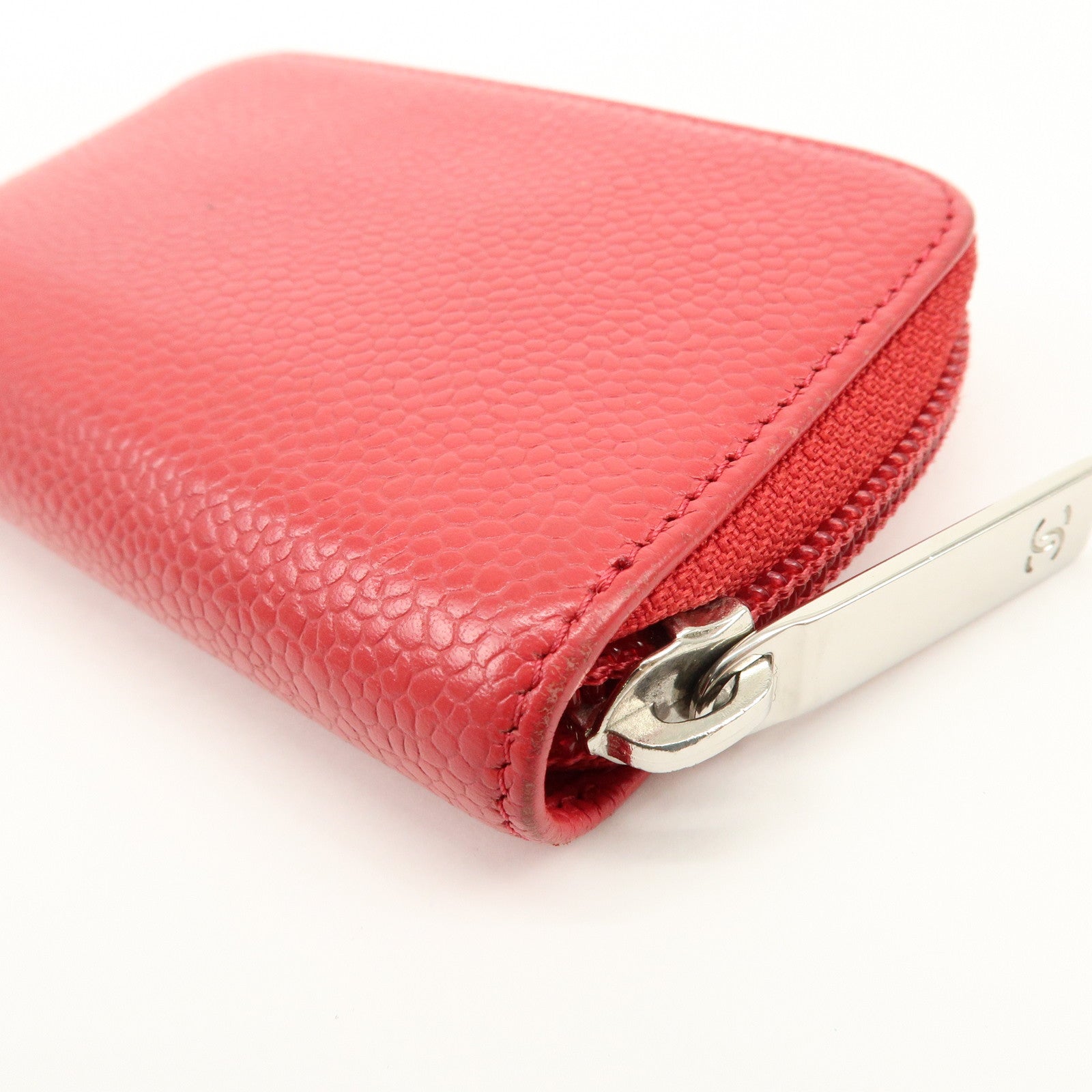 CHANEL COCO Mark Caviarskin Card Case Coin Case Red A68890