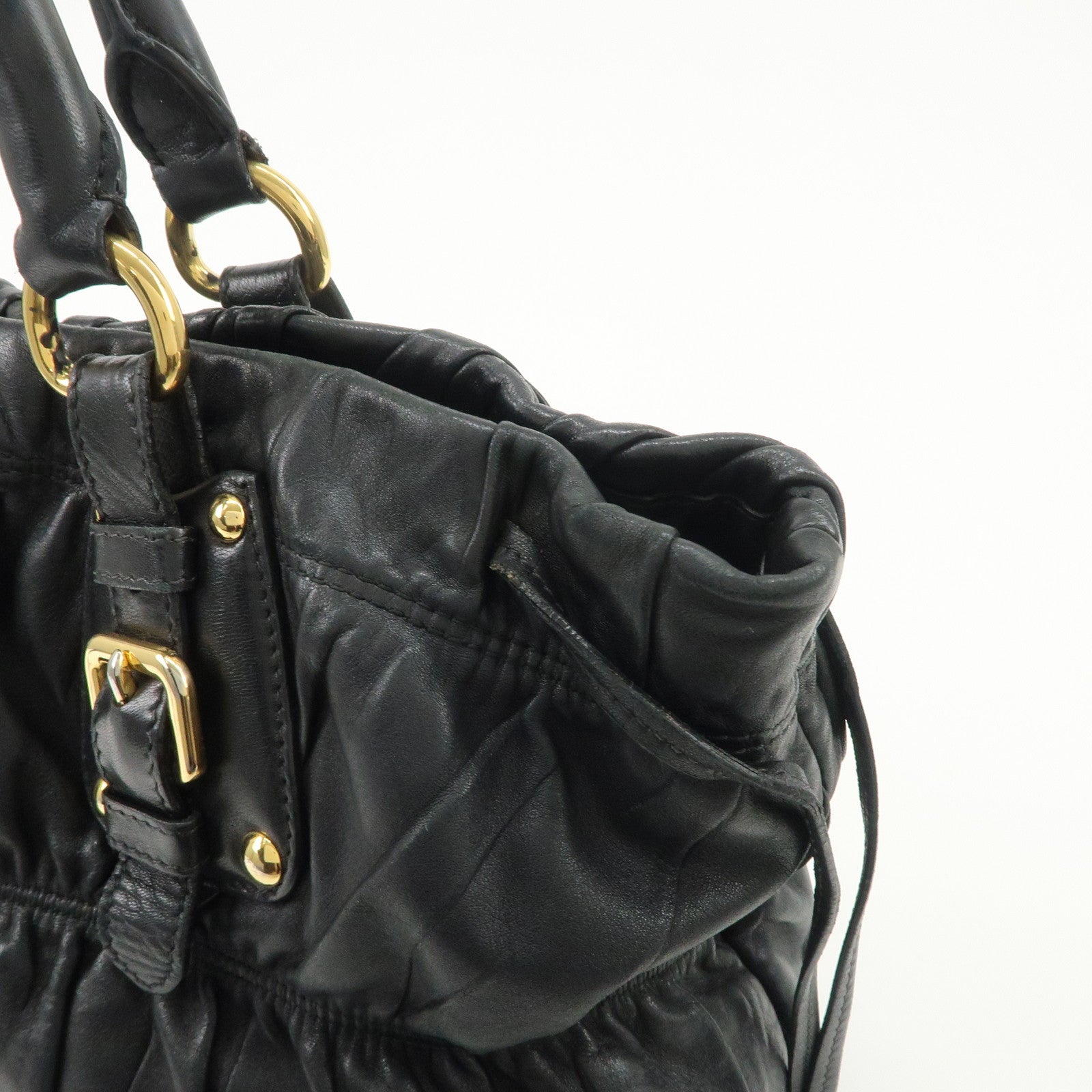 PRADA Leather 2WAY Bag Hand Bag Shoulder Bag Black BN1788