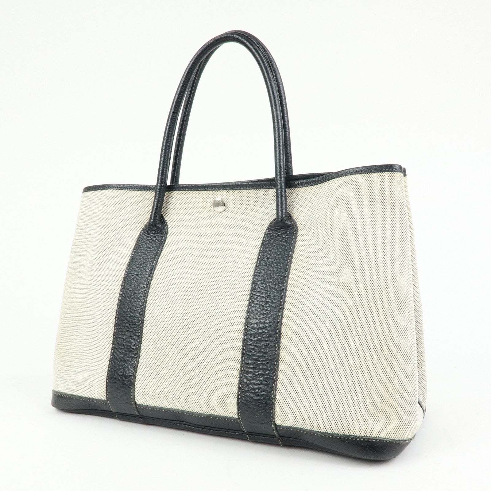 HERMES Toile Ash Negonda Garden Party PM □J Stamped Tote Bag Beige