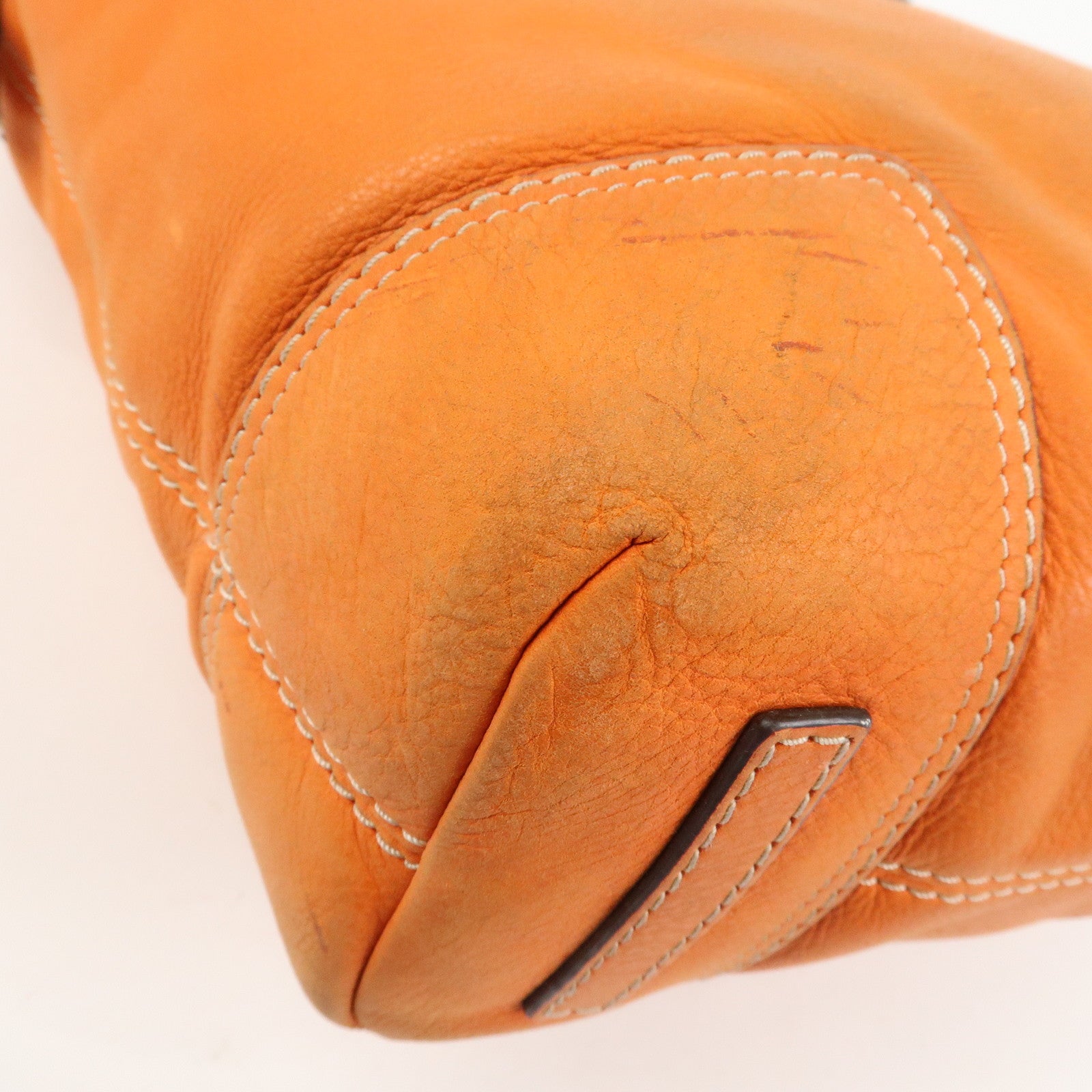 LOEWE Anagram Logo Leather Shoulder Bag Hand Bag Orange