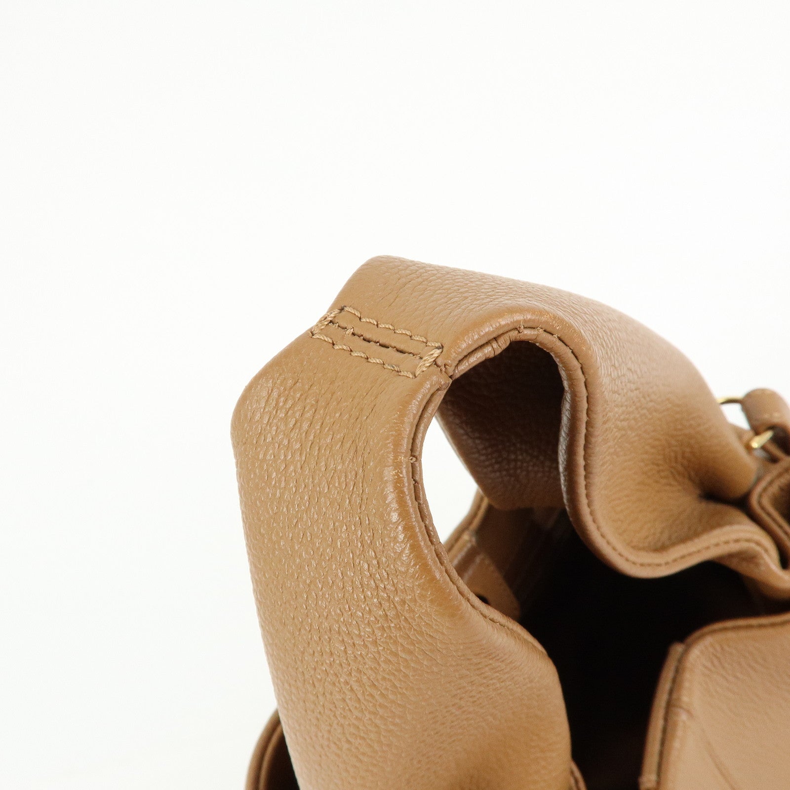 Polene Numero Neuf Grained Calf Leather 2Way Hand Bag Camel