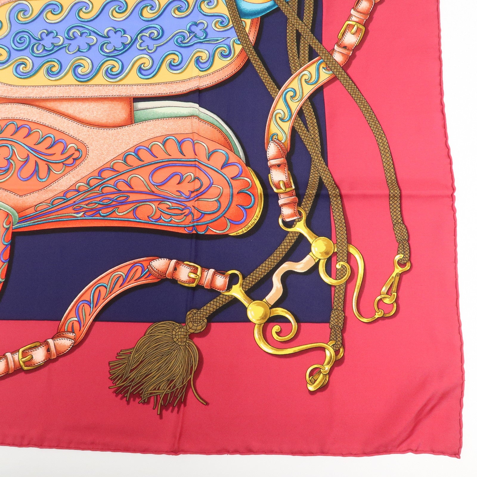 HERMES Carre 90 Silk 100% Scarf Festival Pink Multicolor