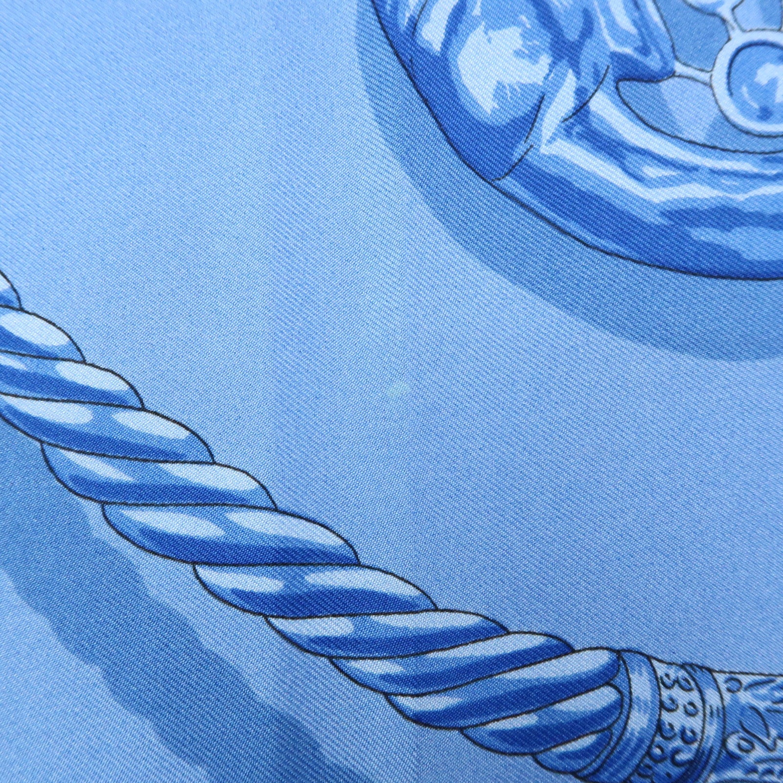 HERMES Carre 90 Silk 100% LES CAVALIERS D'OR Scarf Light Blue