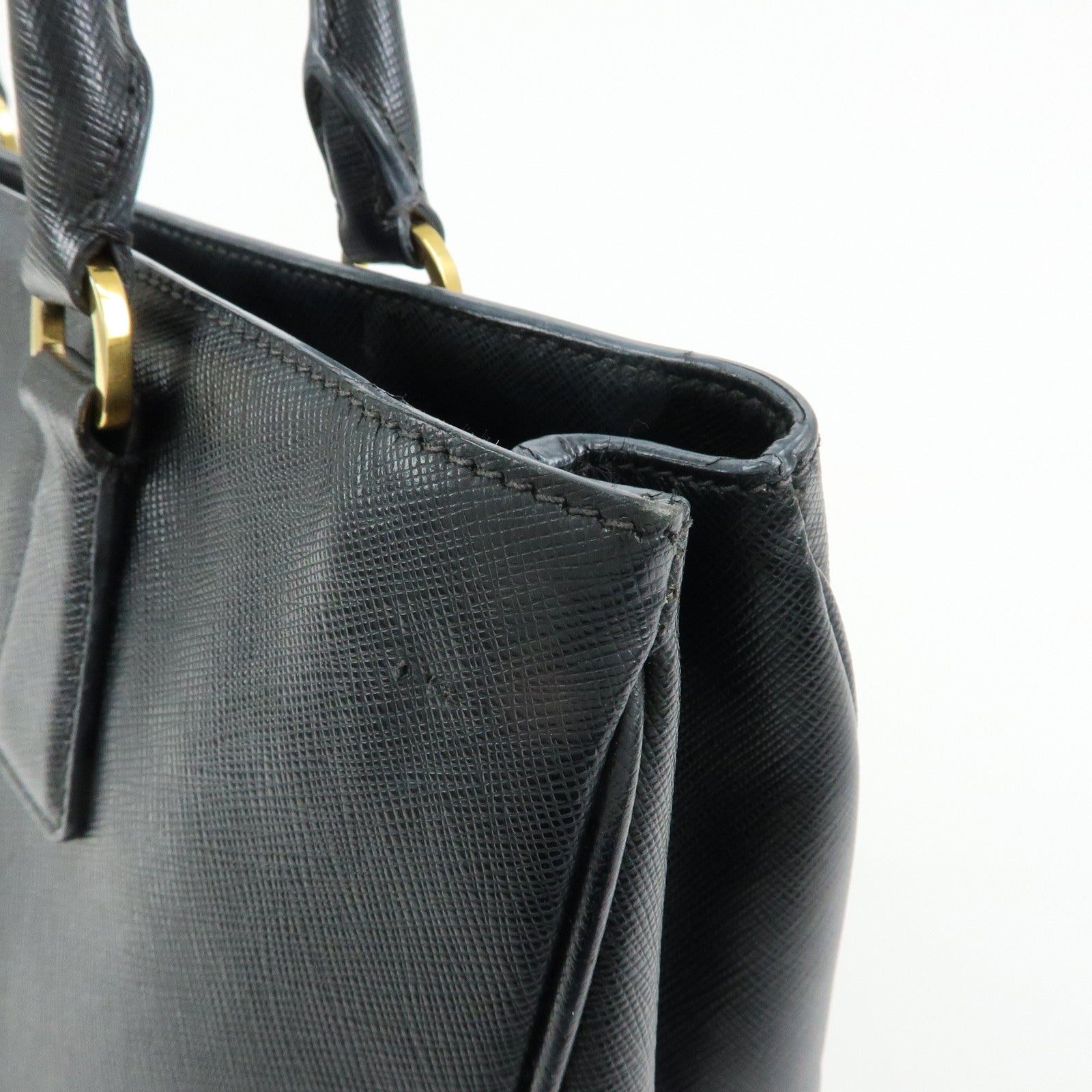 PRADA Triangle Logo Galleria Saffiano Leather 2Way Bag Black 1BA274