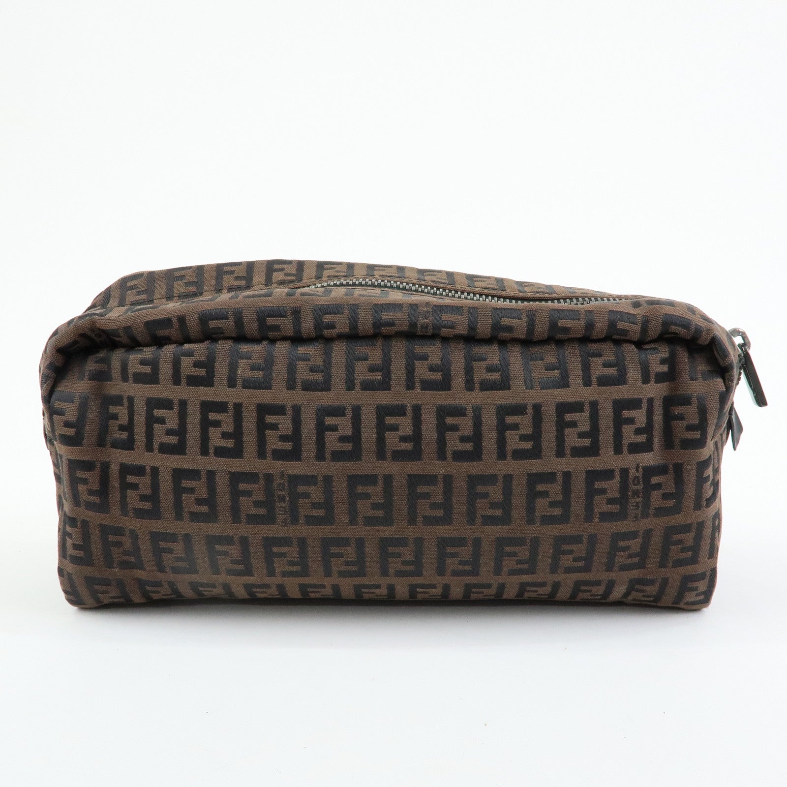 FENDI Zucca Set of 2 Canvas Leather Pouch Brown 7N0023 7N0006
