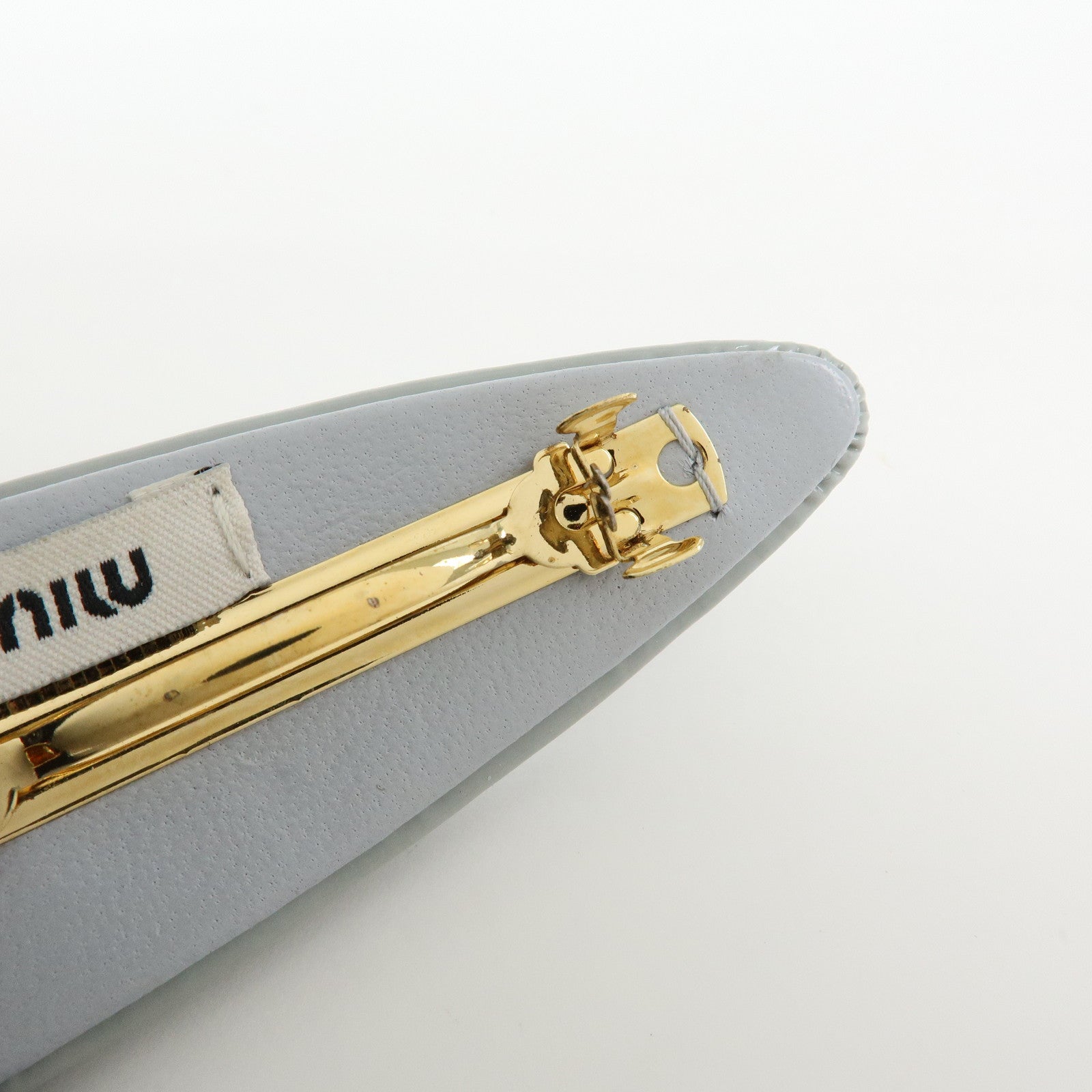 MIU MIU Logo Patent Leather Hair Clip Hair Accessory Gray 5IF092