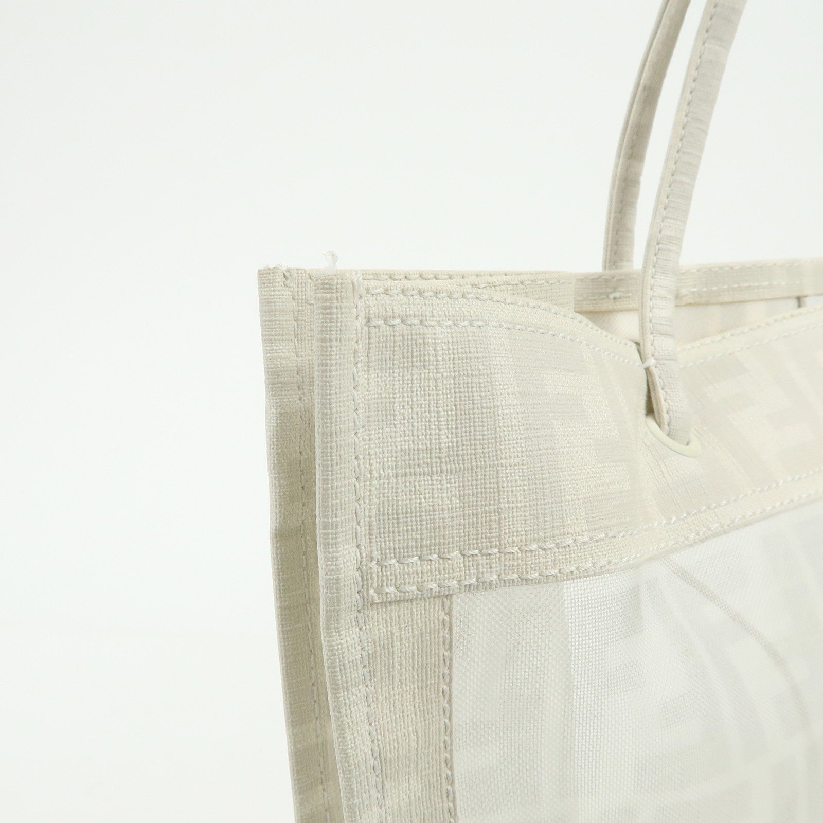 FENDI Zucca Mesh PVC Coated Tote Bag Shoulder Bag White 8BH183