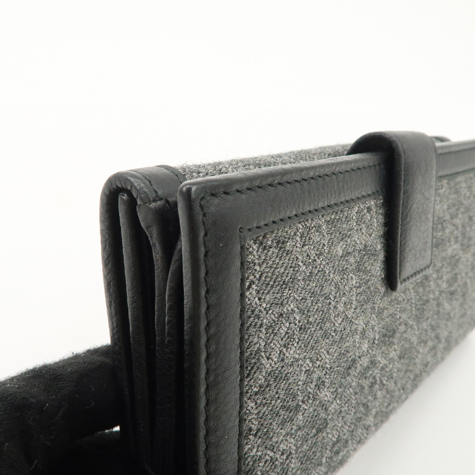 GUCCI Interlocking G Leather GG Wool Long Bi-fold Wallet 269903 Used