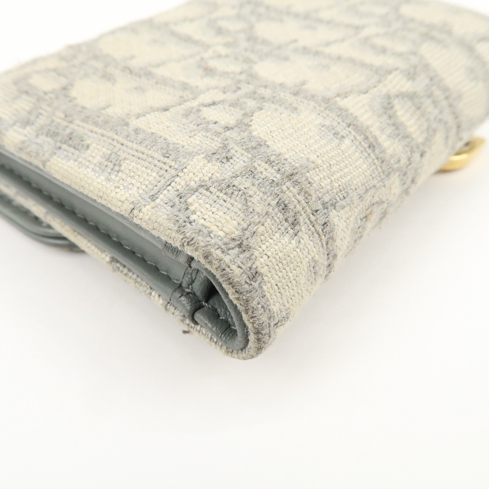 Christian Dior Oblique Jacquard Saddle Lotus Wallet Gray