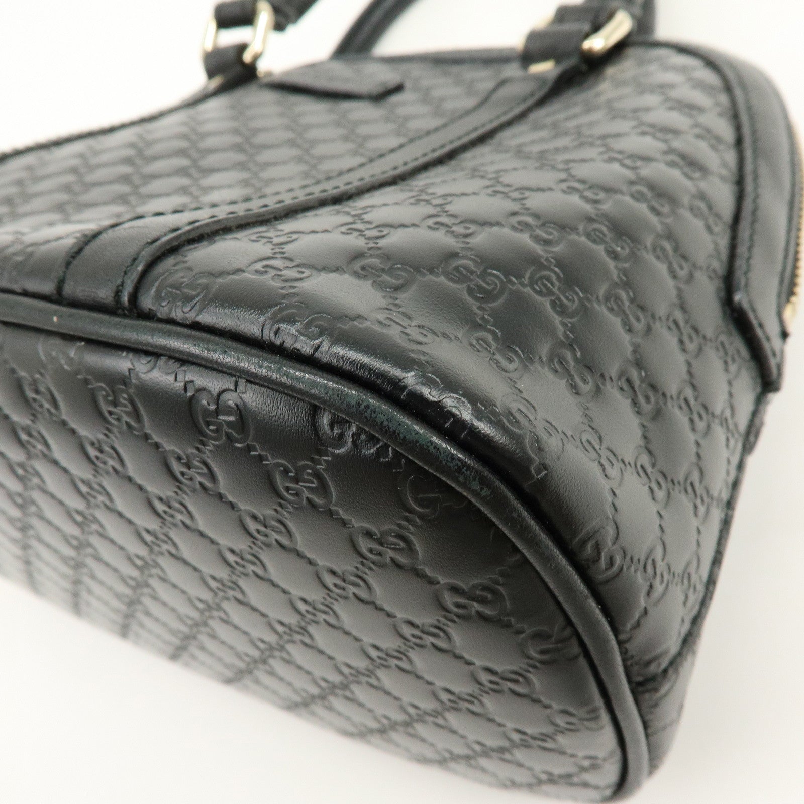 GUCCI Microguccissima Leather 2Way Bag Hand Bag Black 449654