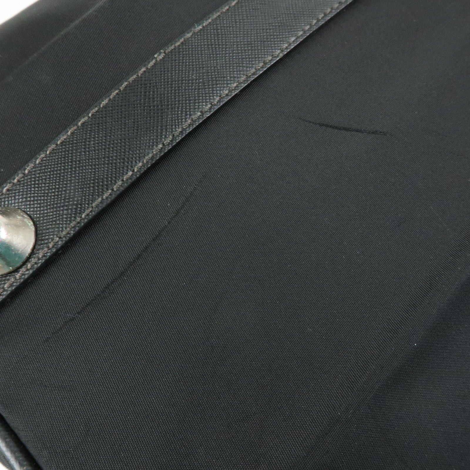 PRADA Triangle Logo Nylon Leather Boston Bag Travel Bag Black