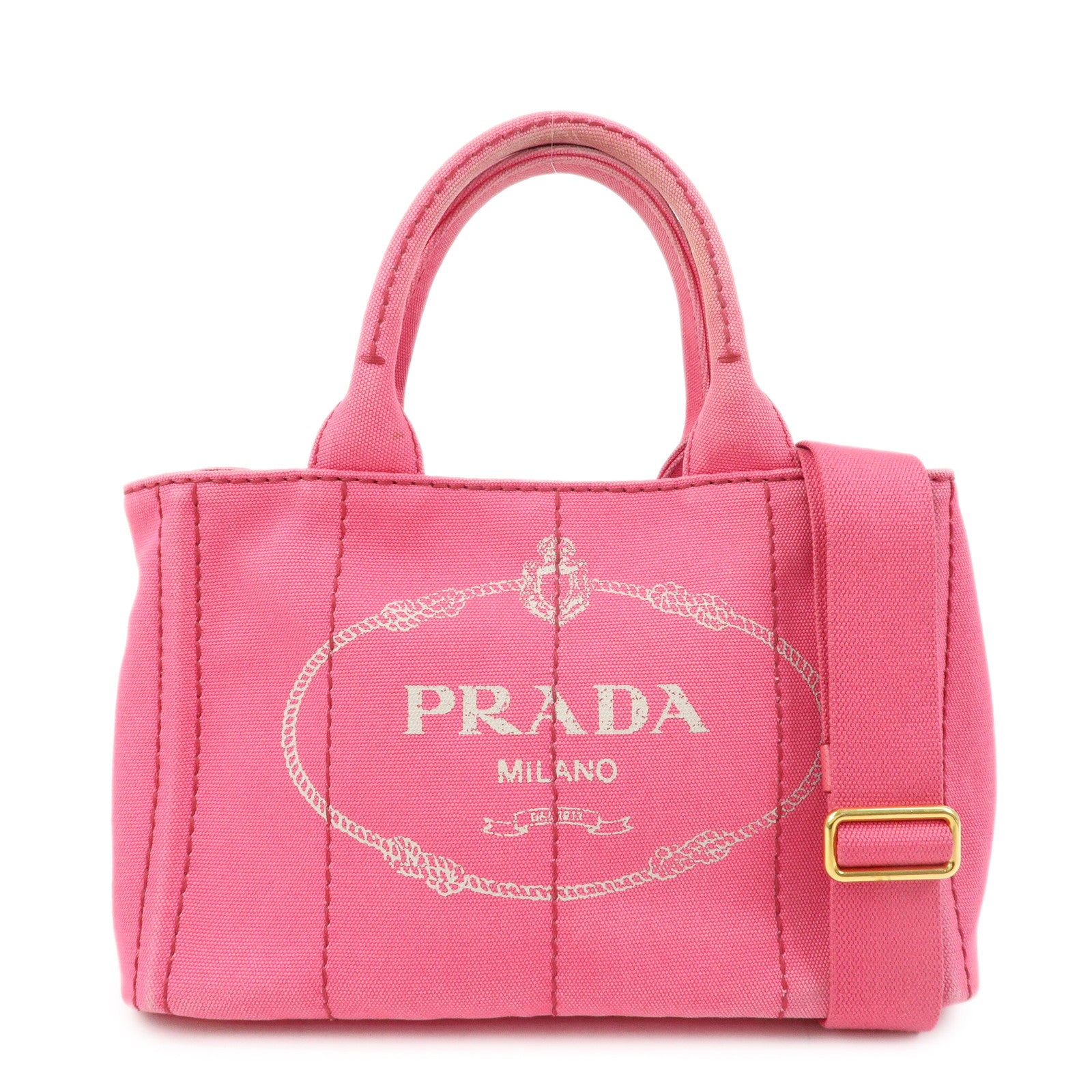 PRADA Canapa Mini Canvas 2Way Bag Hand Bag Shoulder Bag Pink 1BG439