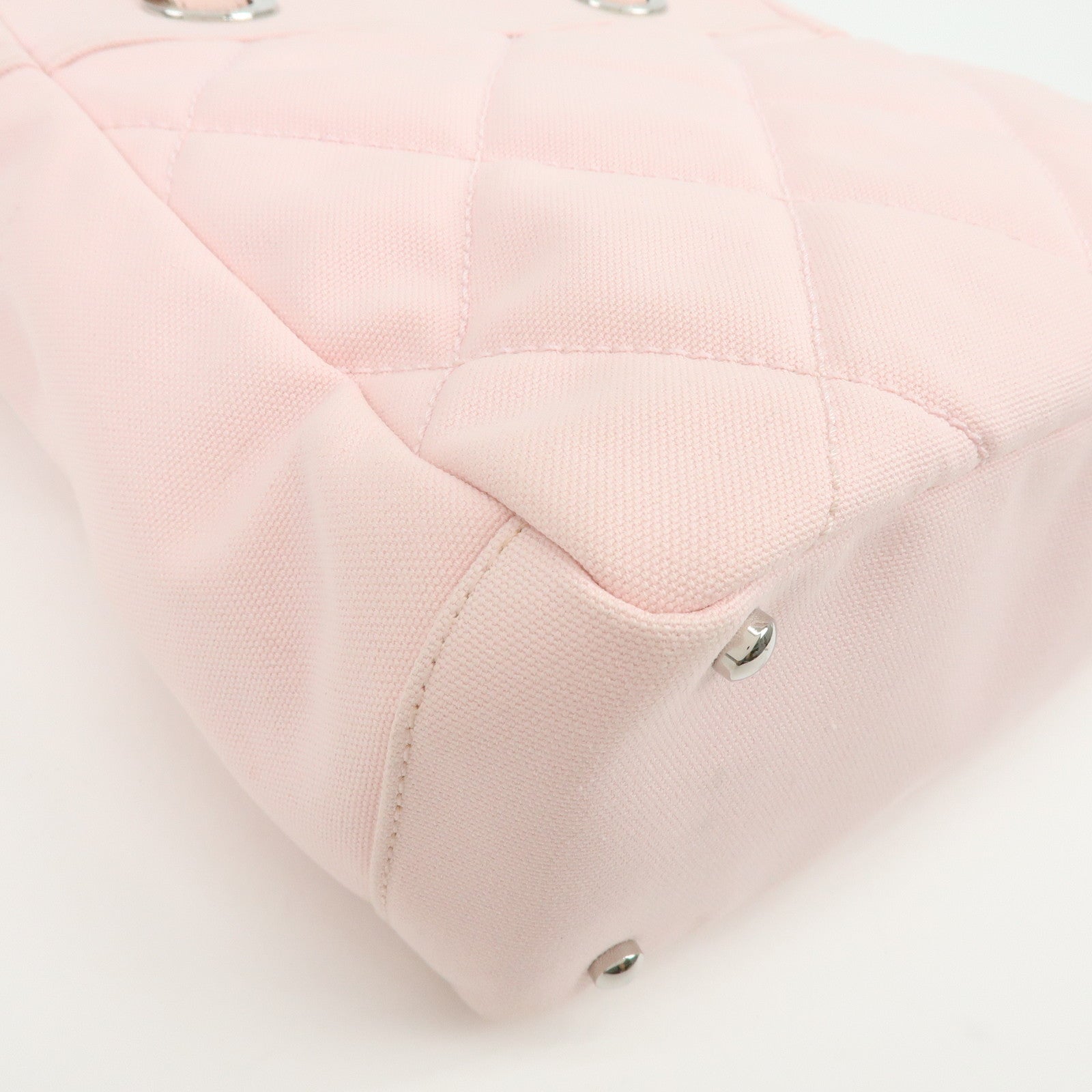 CHANEL Paris Biarritz PM Canvas Leather Tote Bag Pink A34208