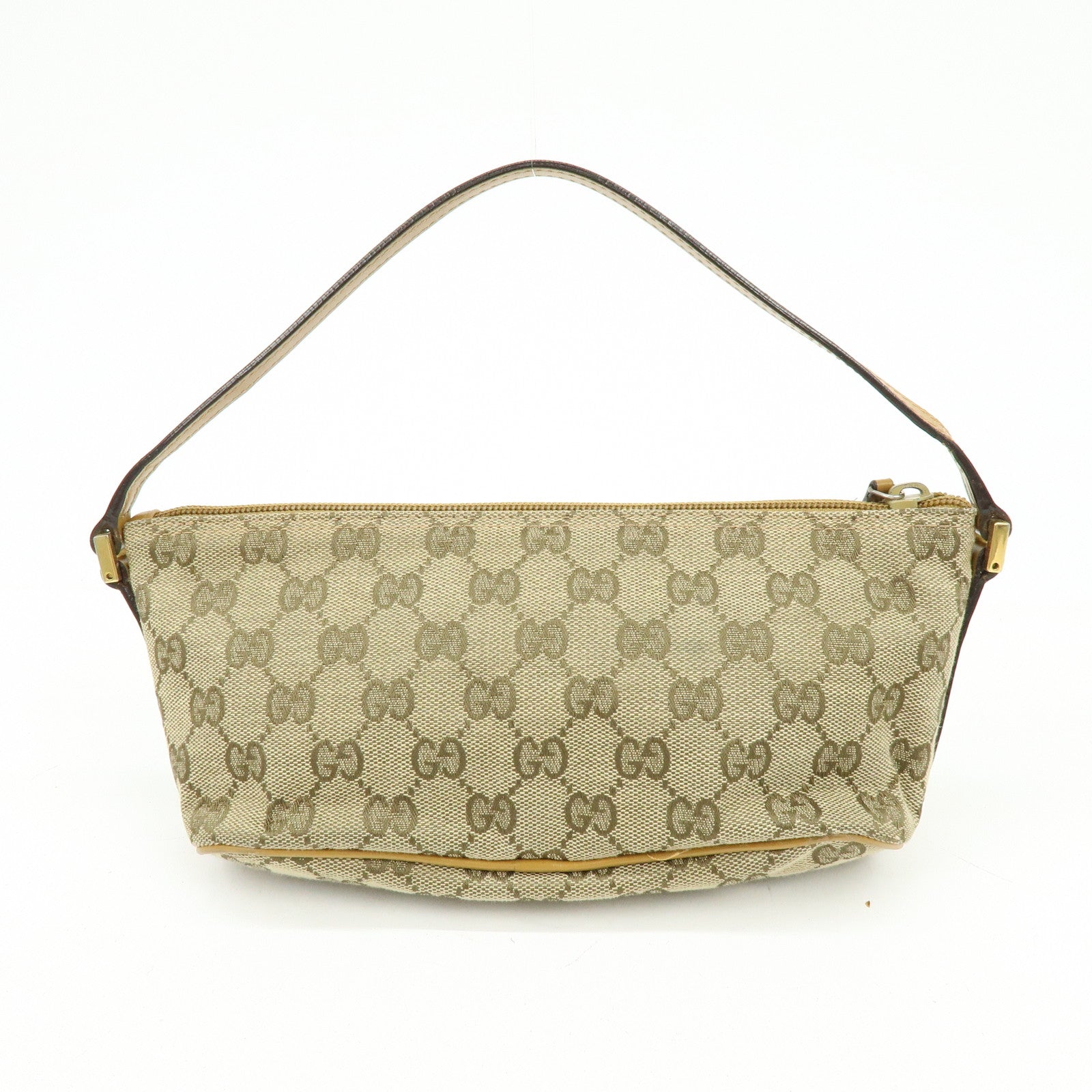 GUCCI Boat Bag GG Canvas Leather Hand Bag Beige Yellow 039・1103