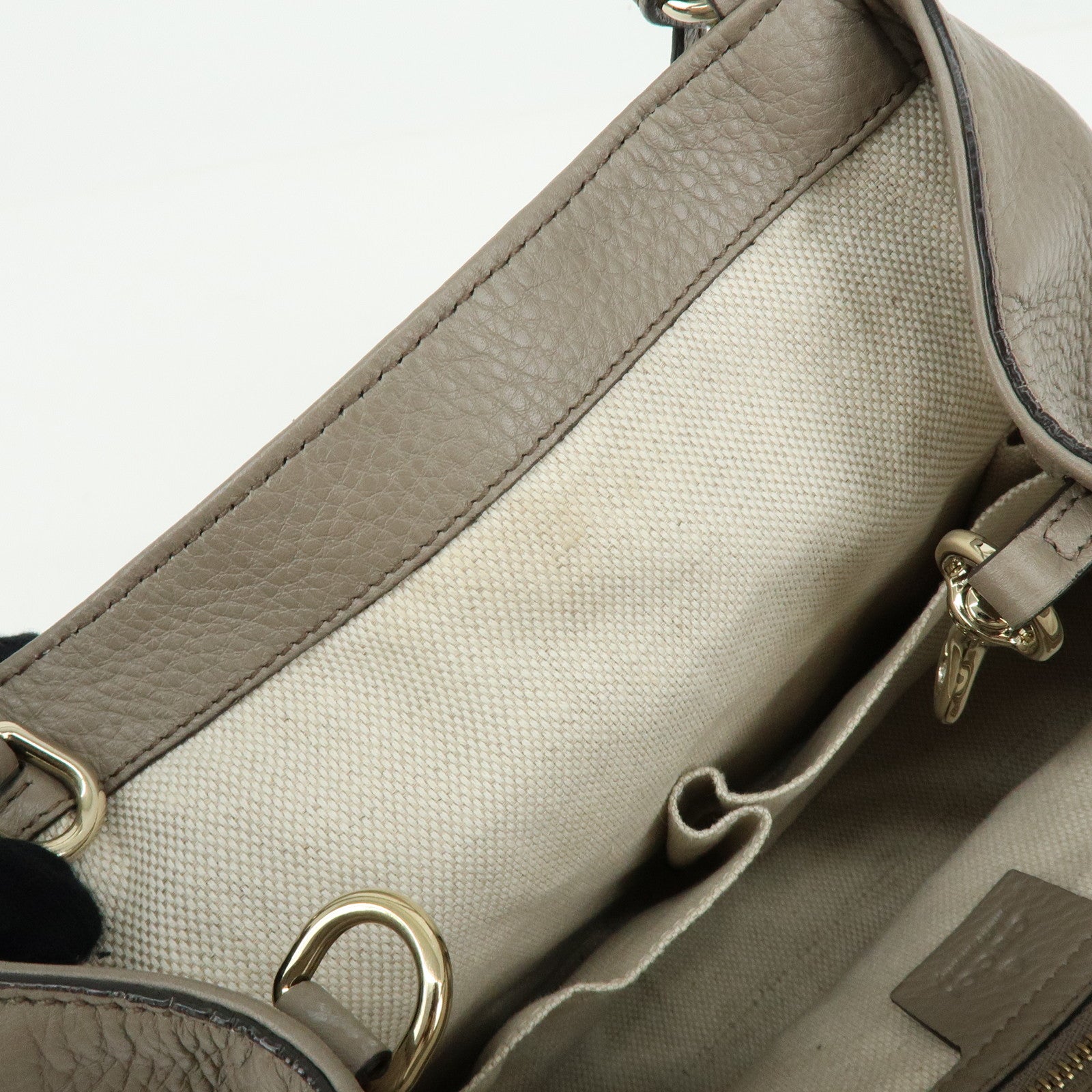 GUCCI SOHO Interlocking G Calf Leather 2Way Hand Bag Gray 336751