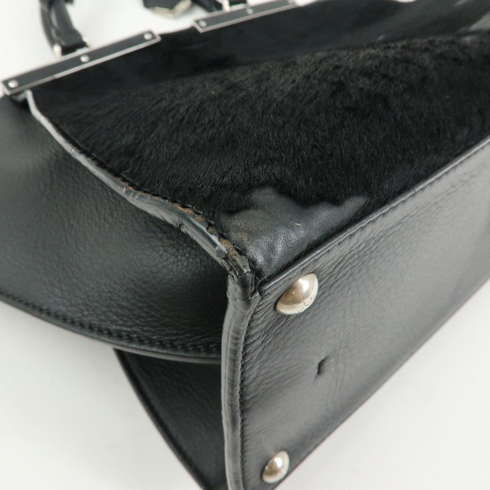 FENDI Trois Jours Leather Pony Hair 2Way Hand Shoulder Bag 8BH279