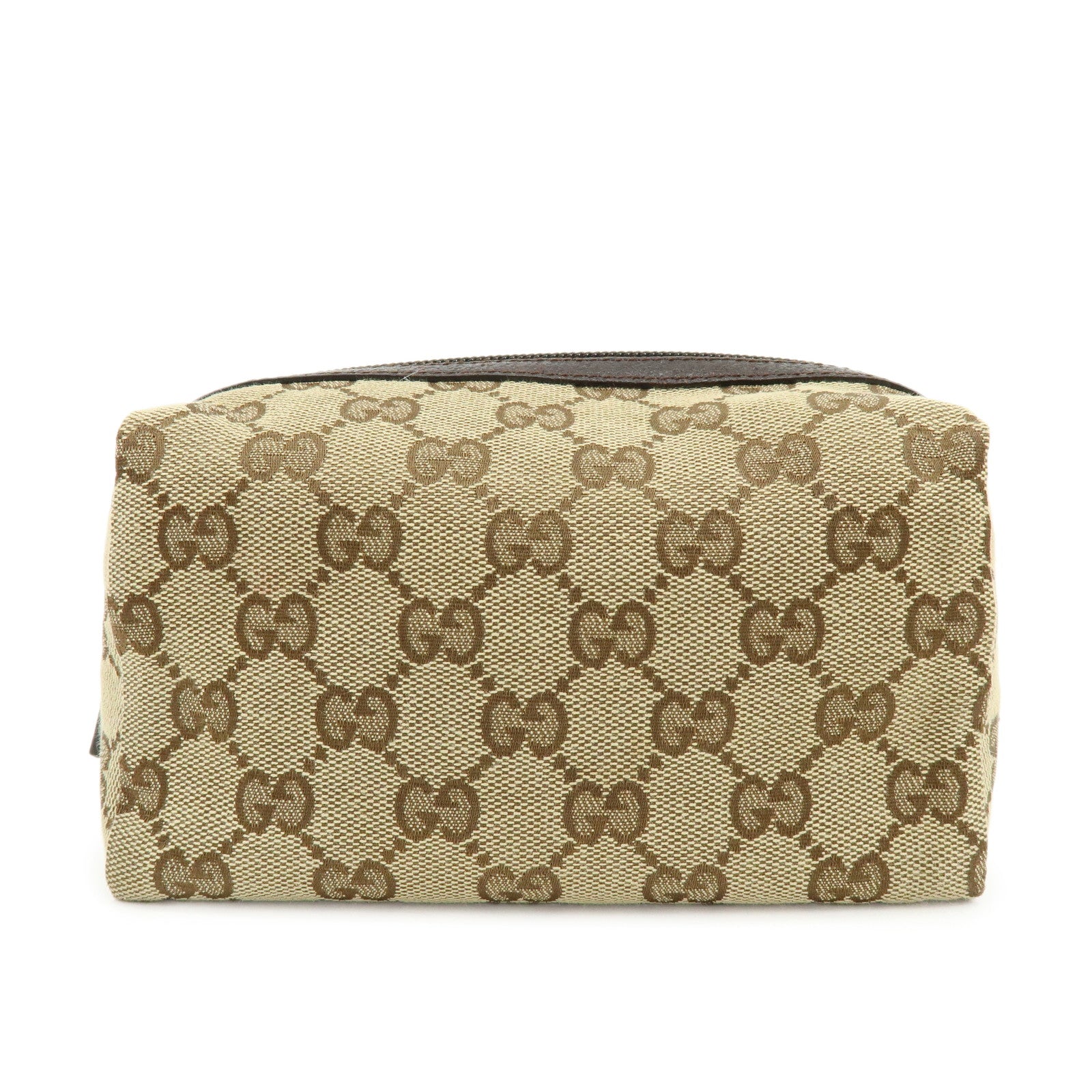 GUCCI GG Monogram Canvas Cosmetic Pouch Beige Brown 29595