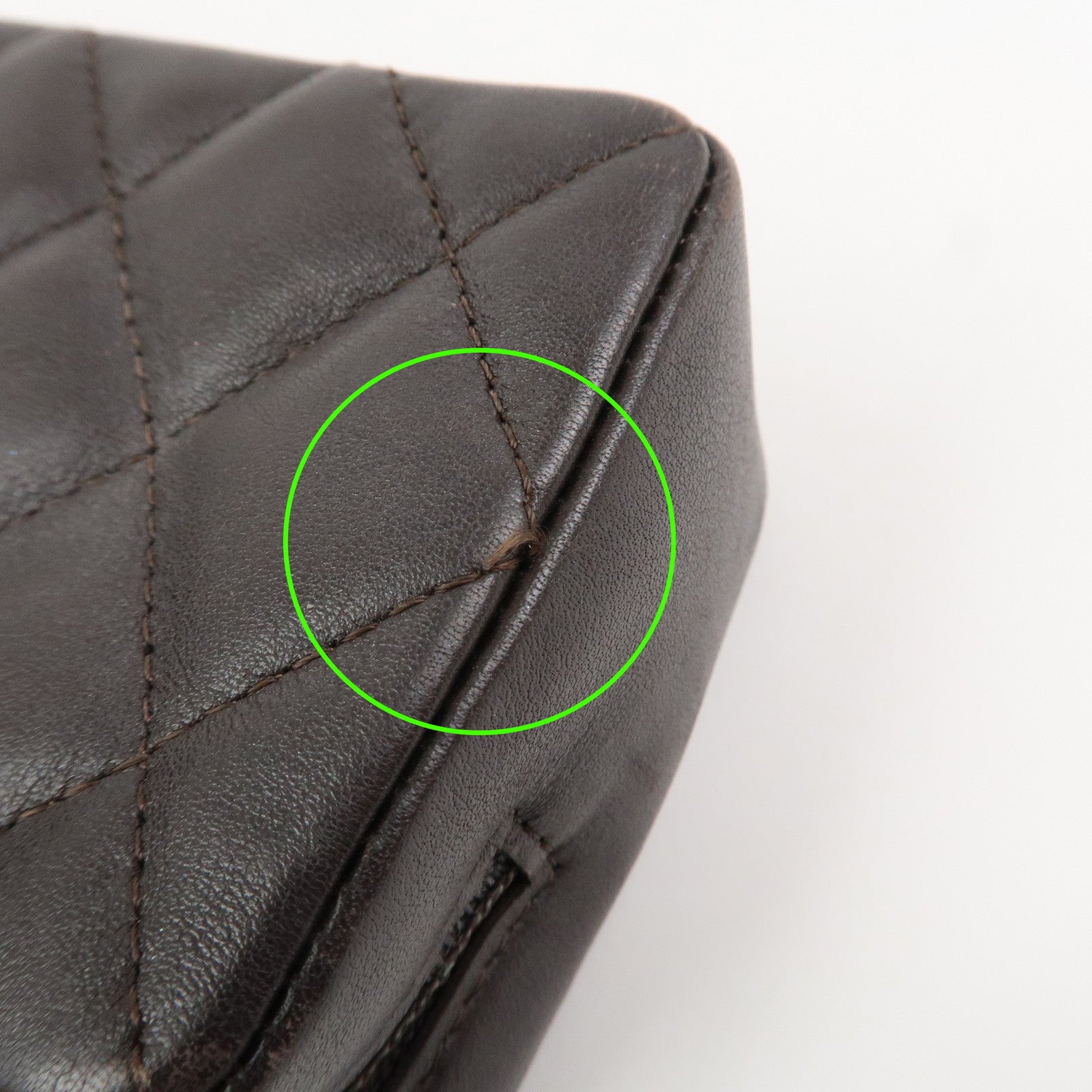 CHANEL Cambon Line COCO Mark Lambskin Cosmetic Pouch Brown