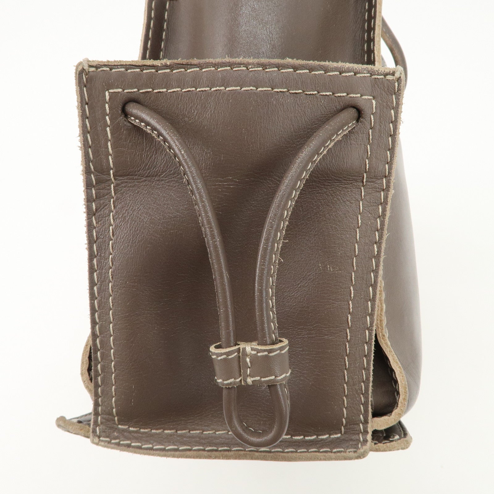 LOEWE Anagram Leather Shopper Tote Bag Shoulder Bag Brown Used